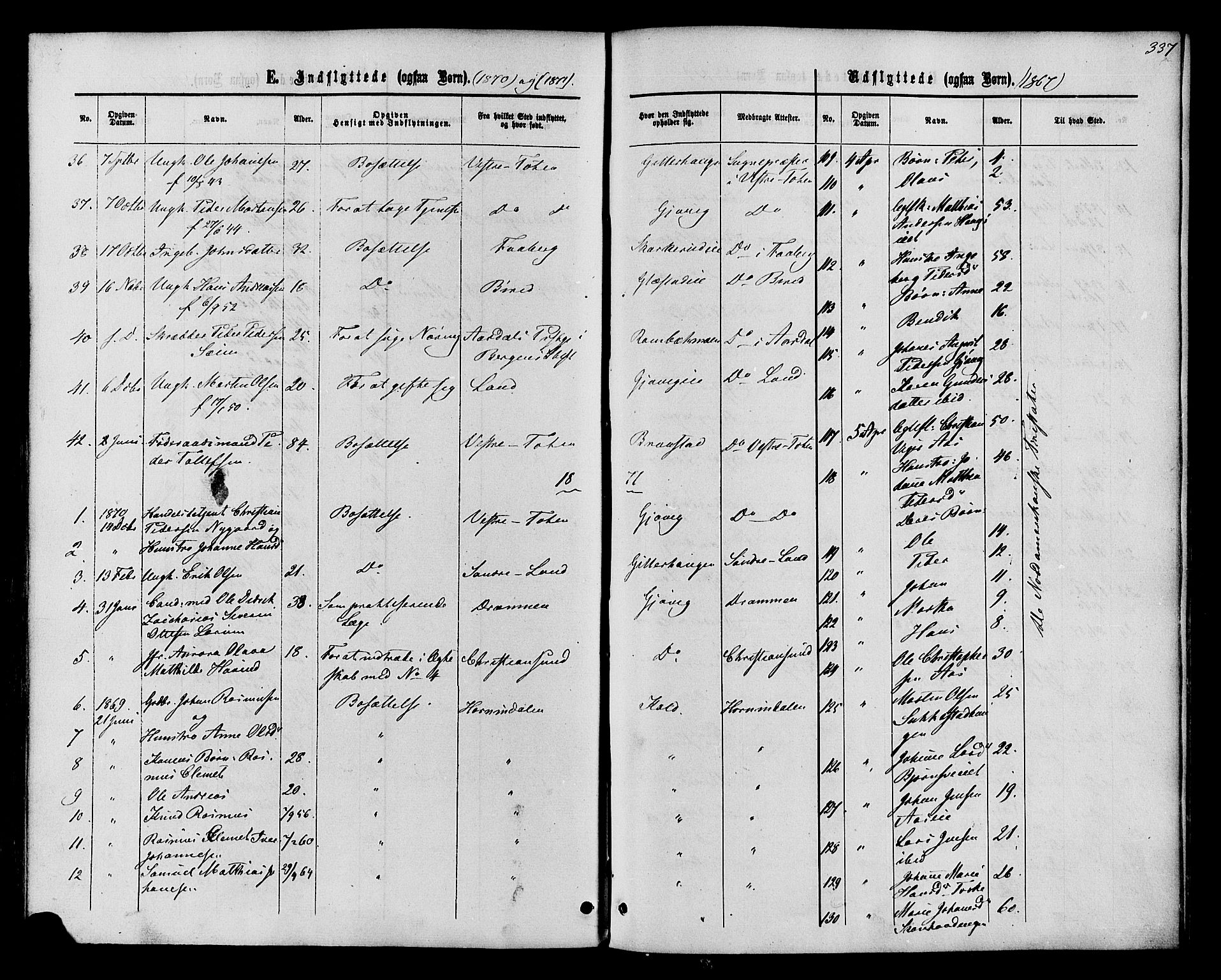 Vardal prestekontor, SAH/PREST-100/H/Ha/Haa/L0007: Parish register (official) no. 7, 1867-1878, p. 337