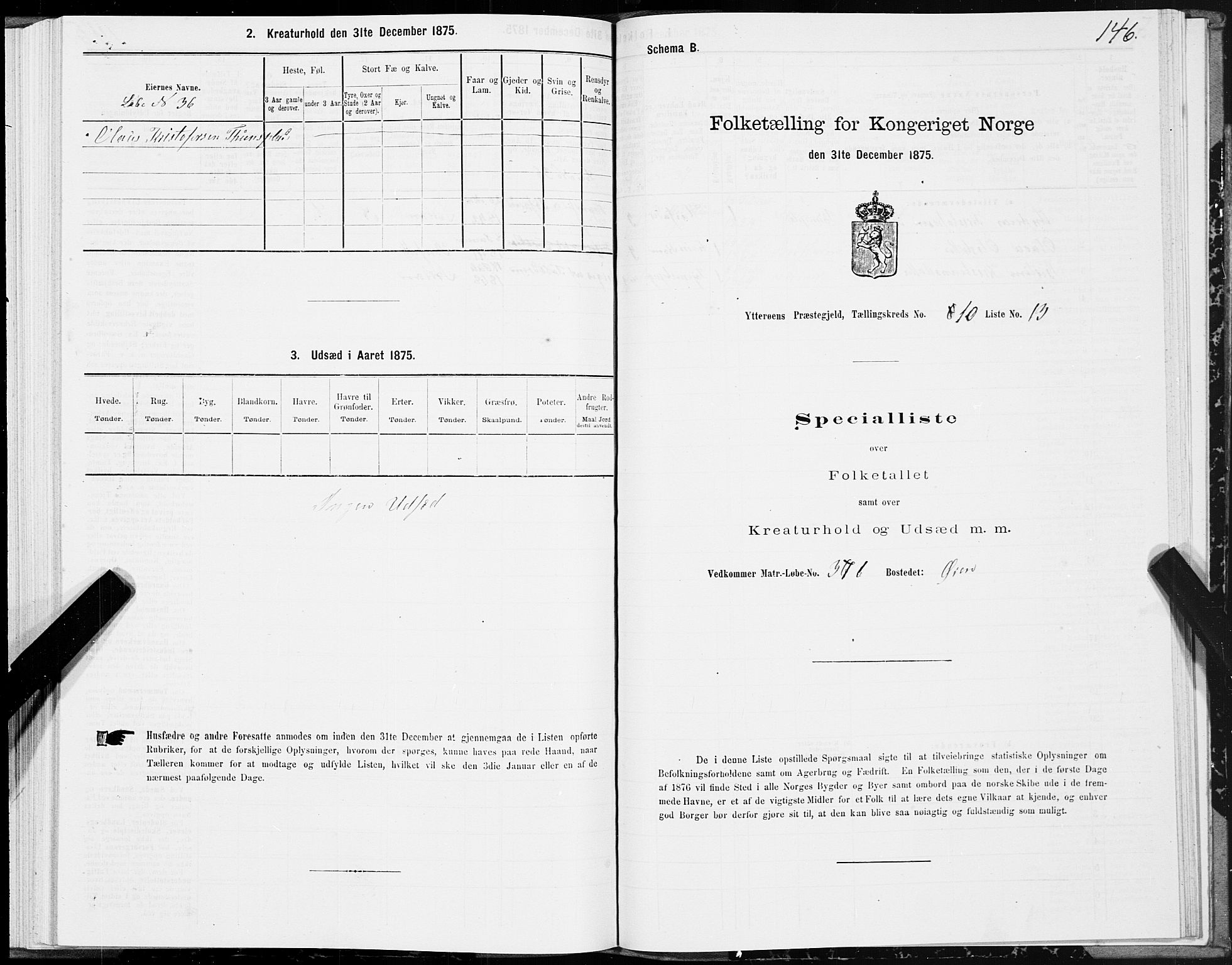 SAT, 1875 census for 1722P Ytterøy, 1875, p. 5146