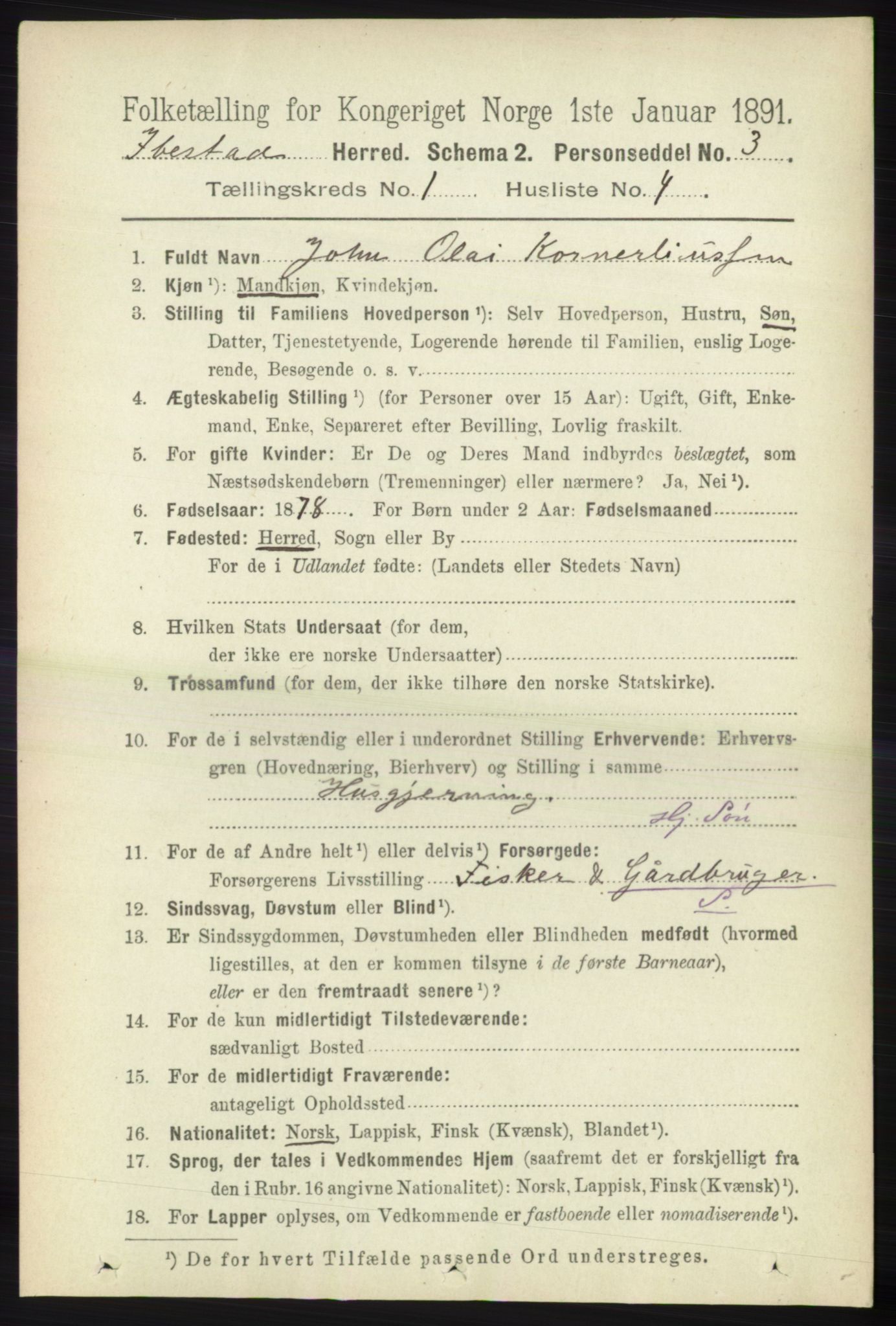 RA, 1891 census for 1917 Ibestad, 1891, p. 139