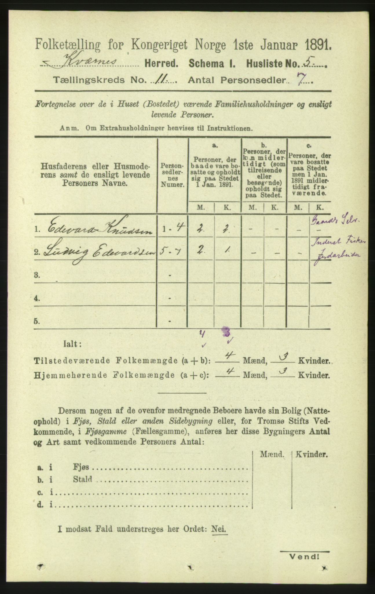 RA, 1891 census for 1553 Kvernes, 1891, p. 4759