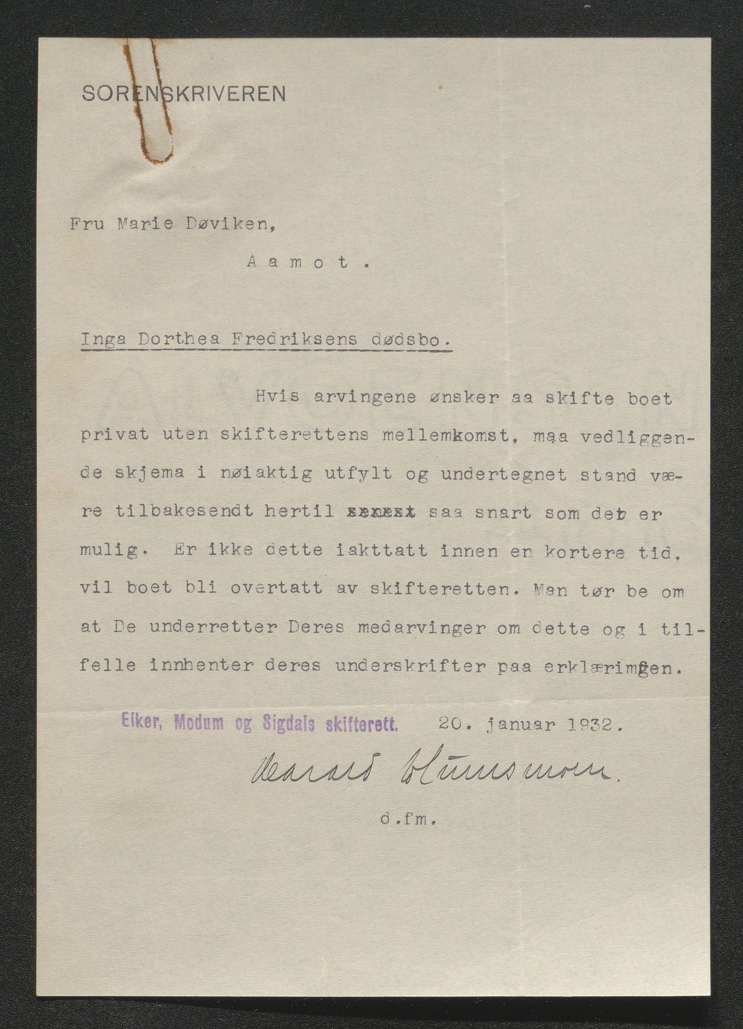 Eiker, Modum og Sigdal sorenskriveri, AV/SAKO-A-123/H/Ha/Hab/L0046: Dødsfallsmeldinger, 1930-1931, p. 1248
