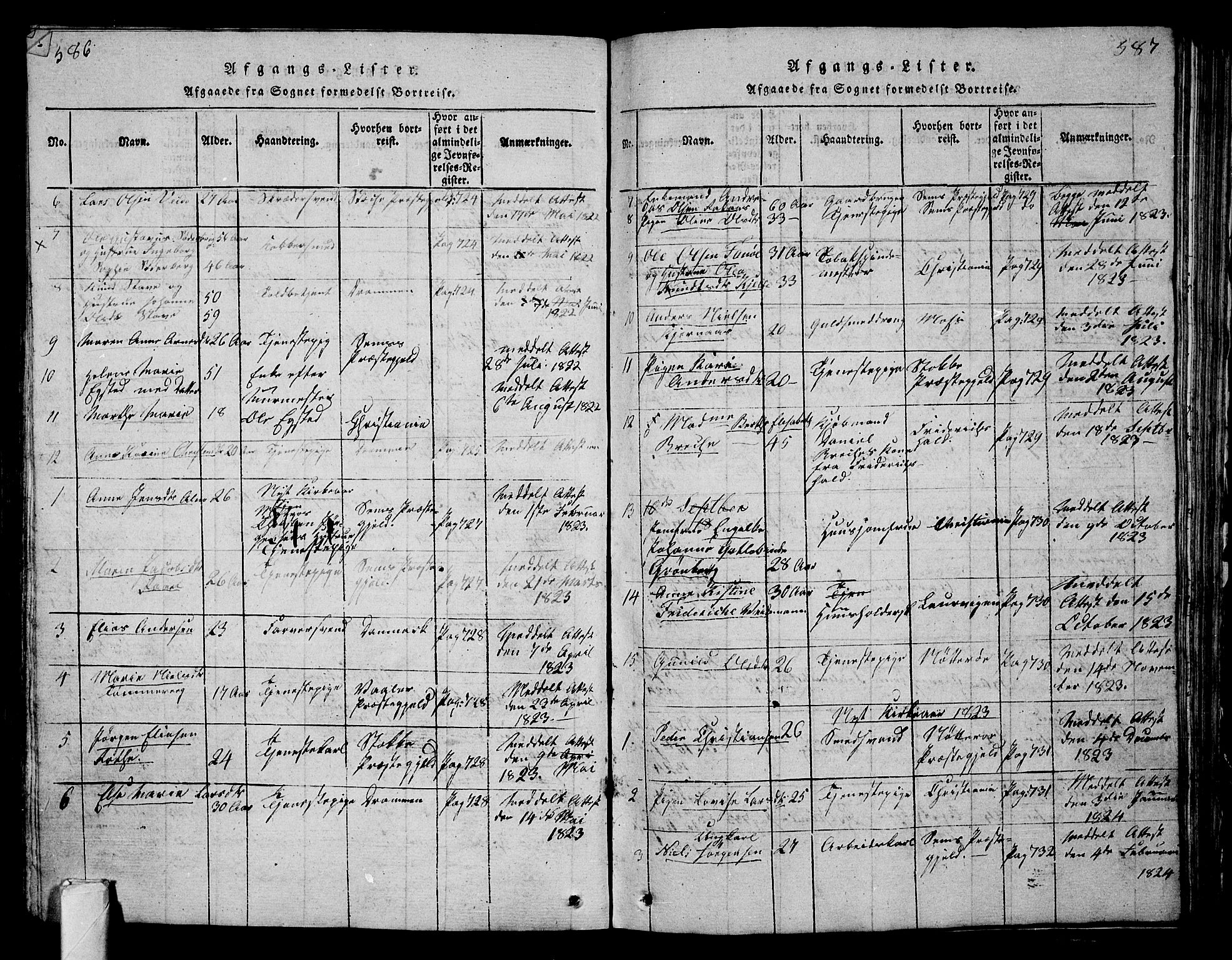 Tønsberg kirkebøker, SAKO/A-330/G/Ga/L0001: Parish register (copy) no. 1, 1813-1826, p. 586-587