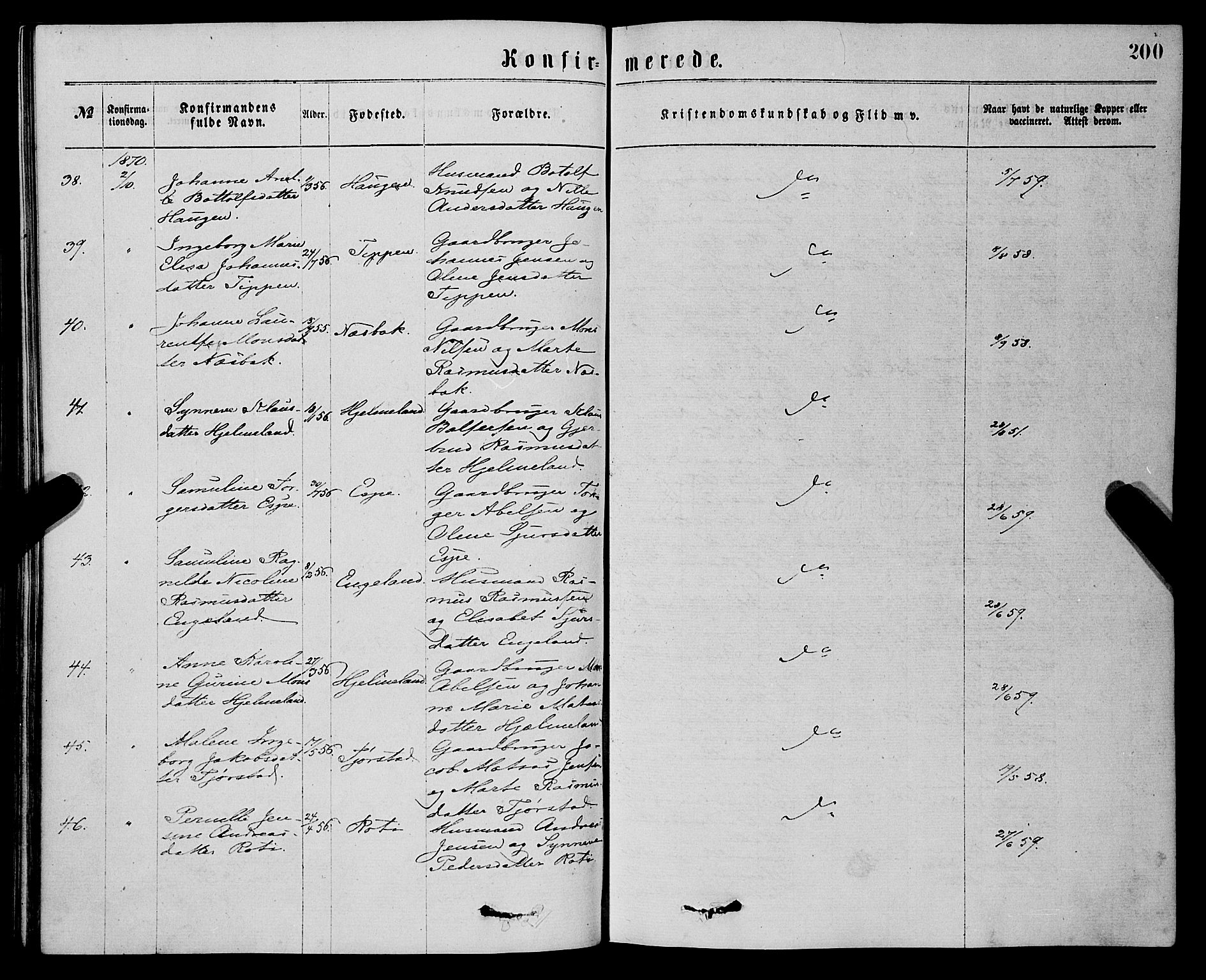 Eid sokneprestembete, AV/SAB-A-82301/H/Haa/Haaa/L0010: Parish register (official) no. A 10, 1867-1878, p. 200