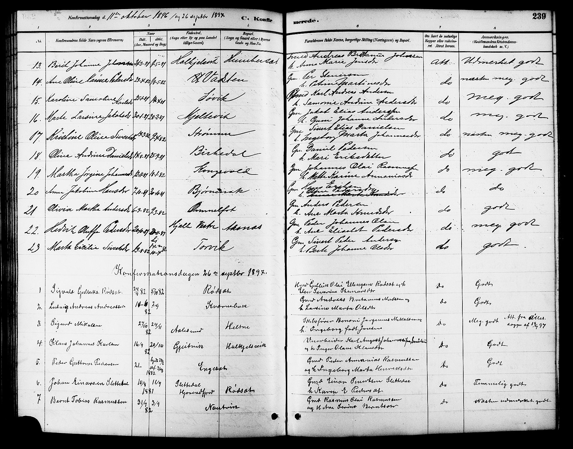 Ministerialprotokoller, klokkerbøker og fødselsregistre - Møre og Romsdal, AV/SAT-A-1454/511/L0158: Parish register (copy) no. 511C04, 1884-1903, p. 239