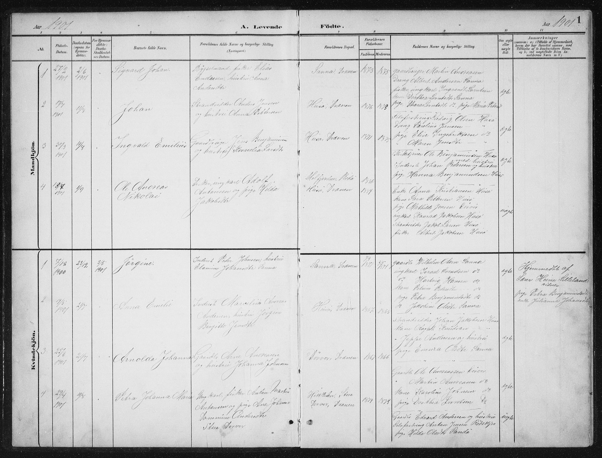 Ministerialprotokoller, klokkerbøker og fødselsregistre - Nordland, AV/SAT-A-1459/840/L0583: Parish register (copy) no. 840C03, 1901-1933, p. 1