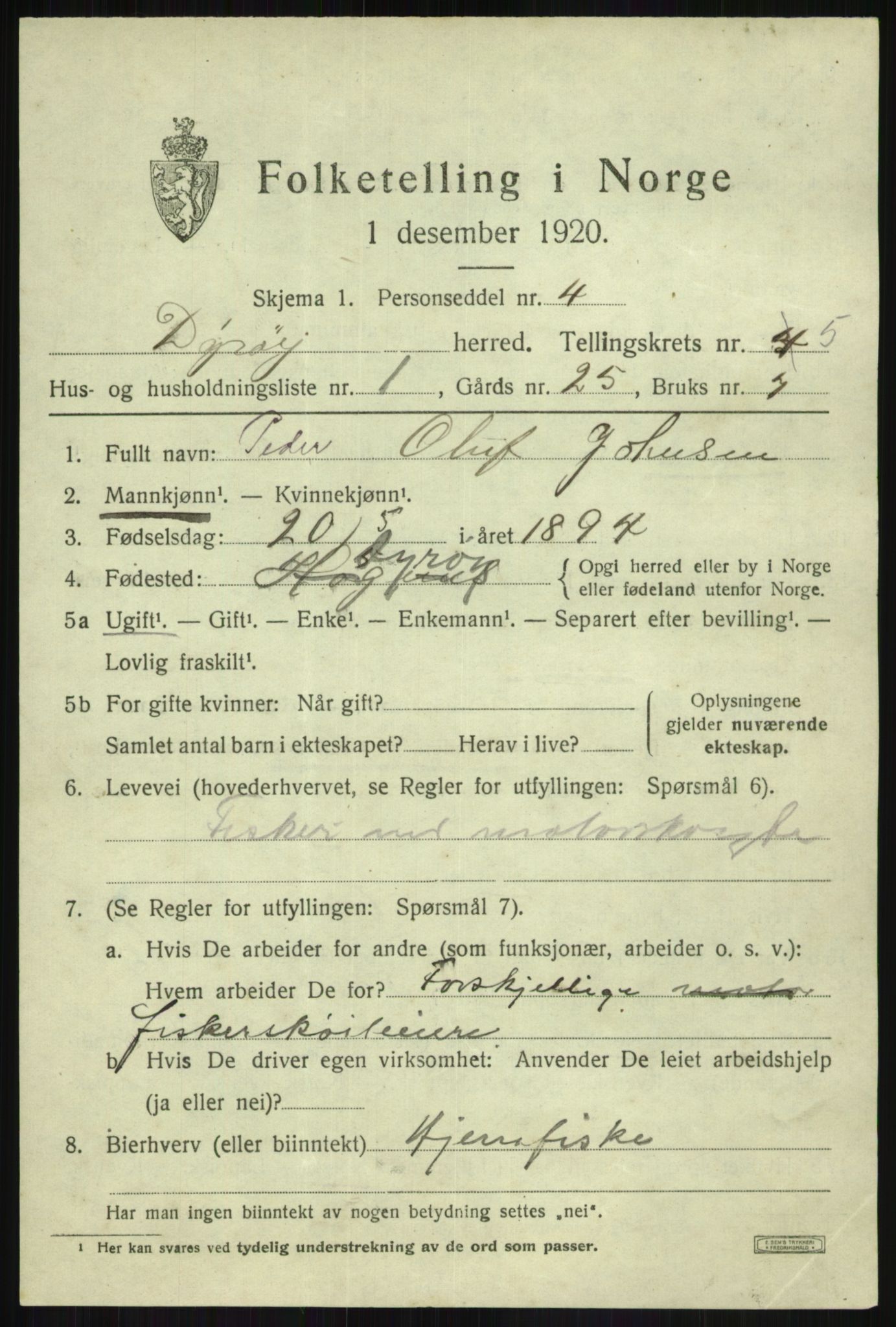 SATØ, 1920 census for Dyrøy, 1920, p. 2703