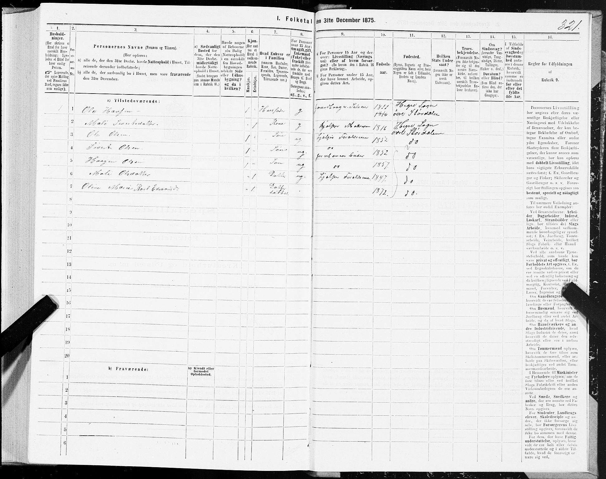 SAT, 1875 census for 1711P Øvre Stjørdal, 1875, p. 3321