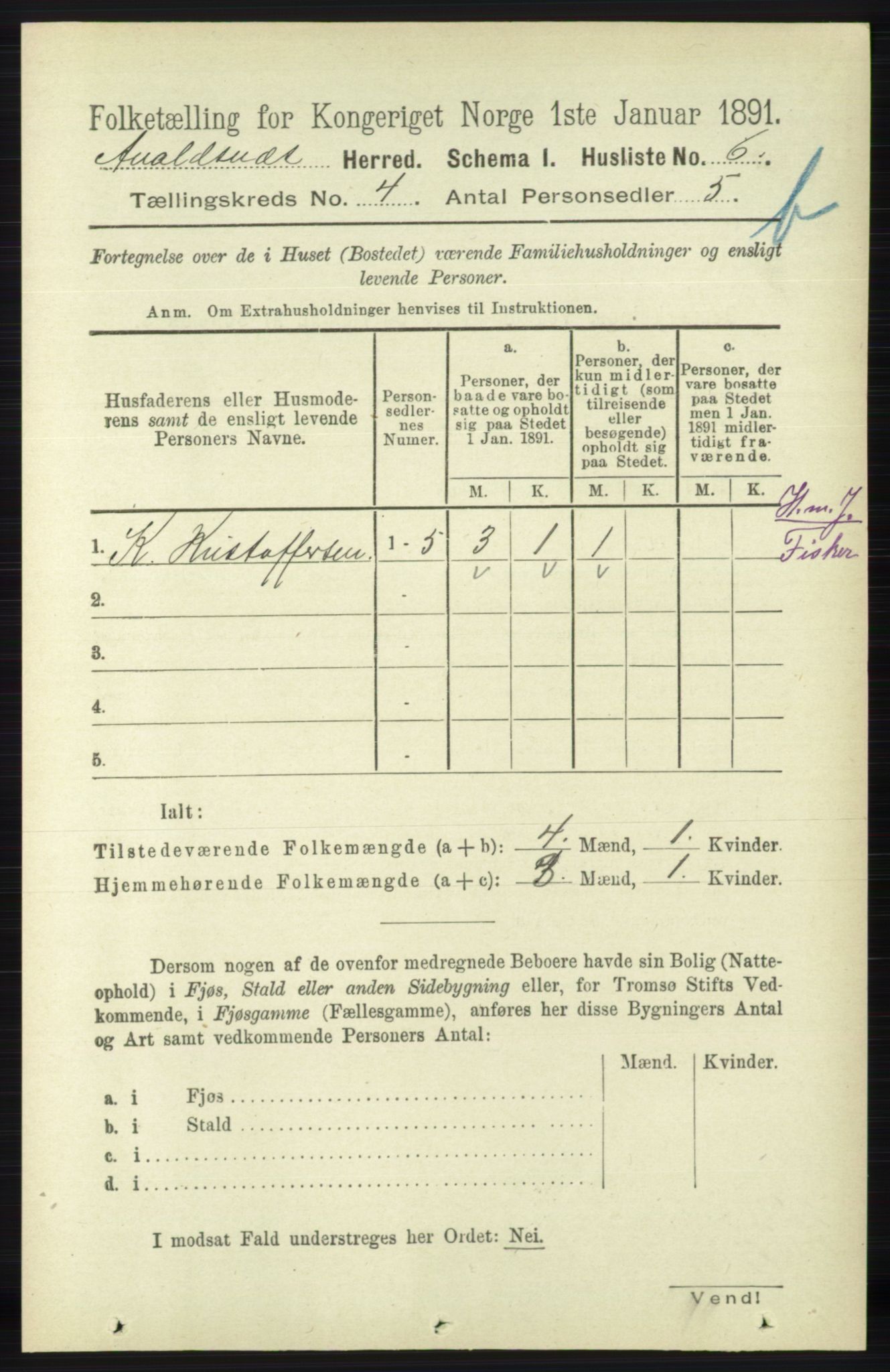 RA, 1891 census for 1147 Avaldsnes, 1891, p. 2791