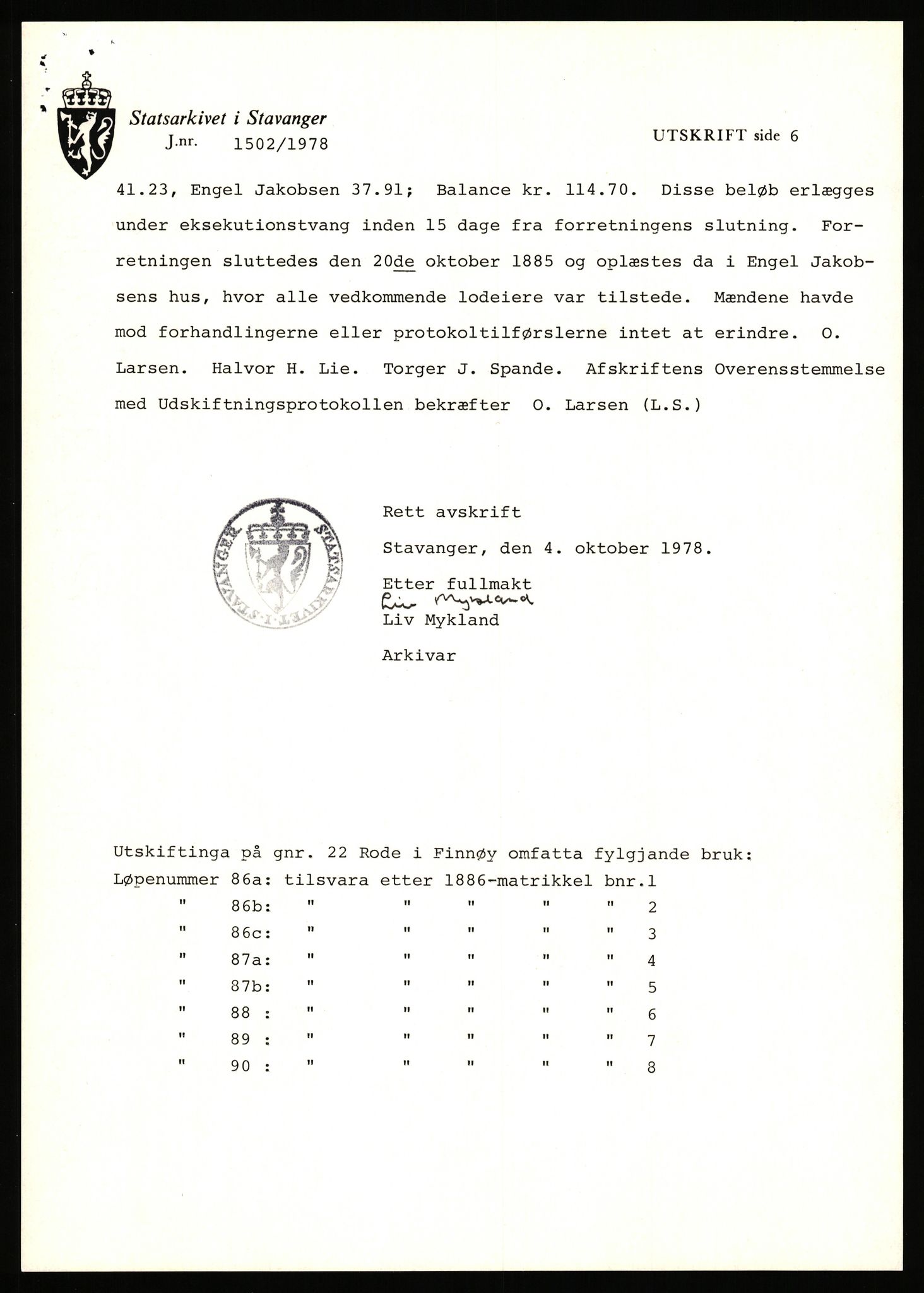 Statsarkivet i Stavanger, AV/SAST-A-101971/03/Y/Yj/L0069: Avskrifter sortert etter gårdsnavn: Riske - Rosland store, 1750-1930, p. 403