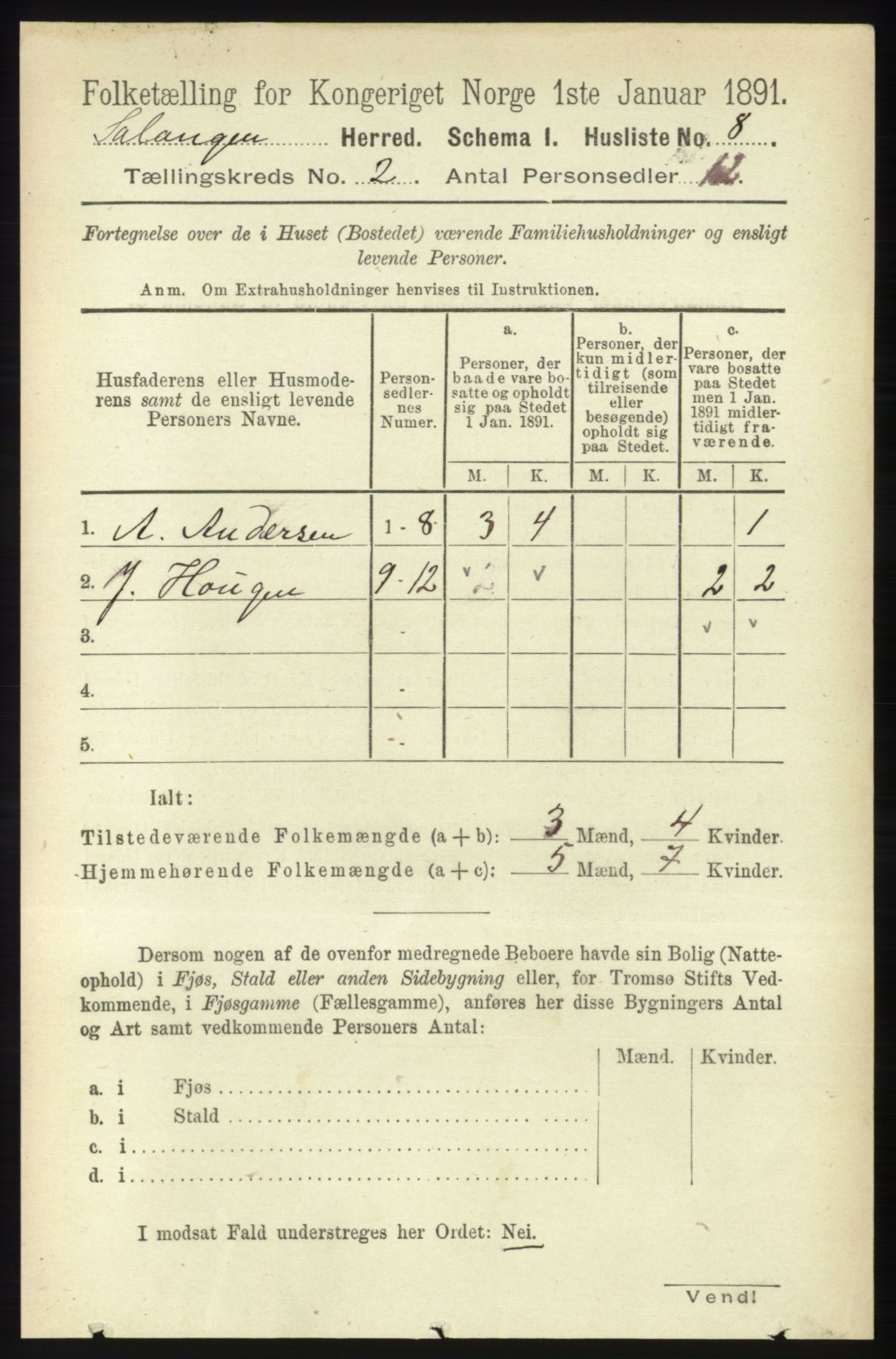 RA, 1891 census for 1921 Salangen, 1891, p. 482