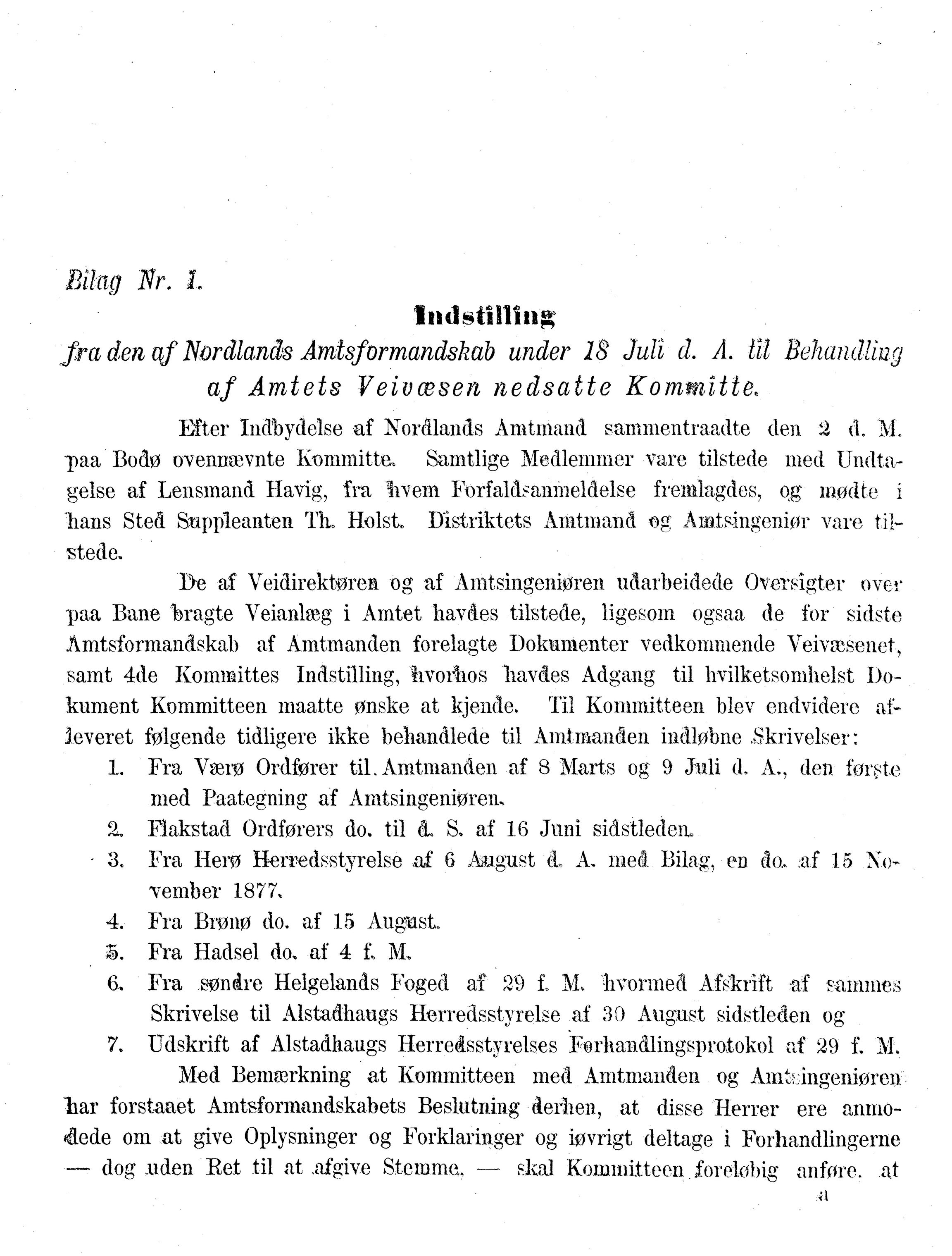 Nordland Fylkeskommune. Fylkestinget, AIN/NFK-17/176/A/Ac/L0010: Fylkestingsforhandlinger 1874-1880, 1874-1880