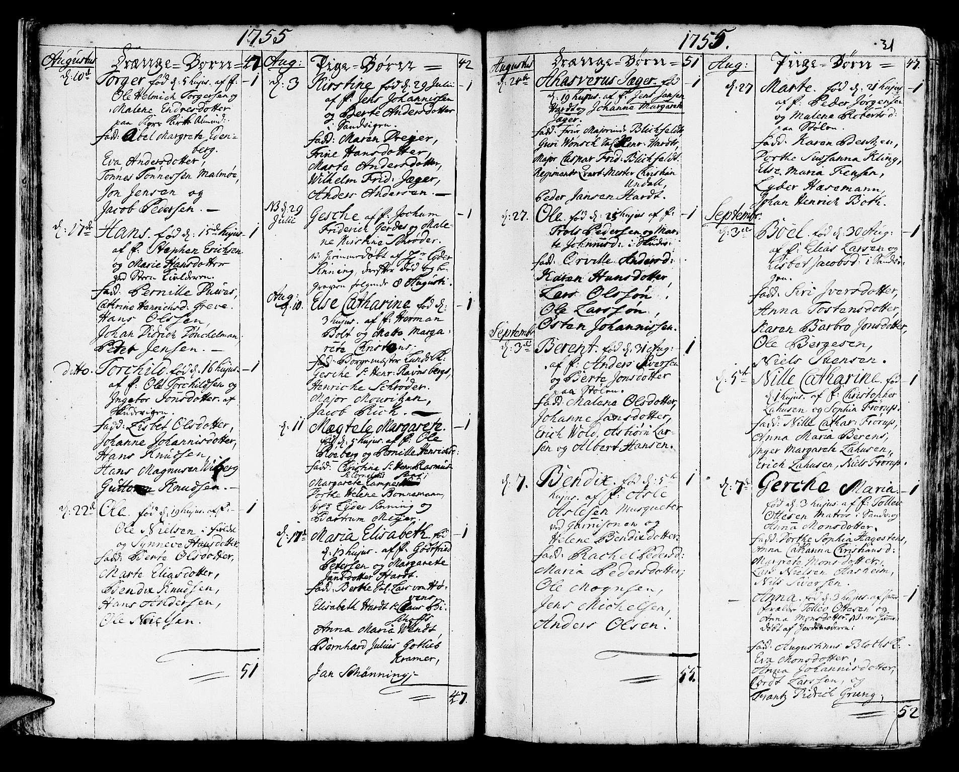 Korskirken sokneprestembete, SAB/A-76101/H/Haa/L0005: Parish register (official) no. A 5, 1751-1789, p. 31