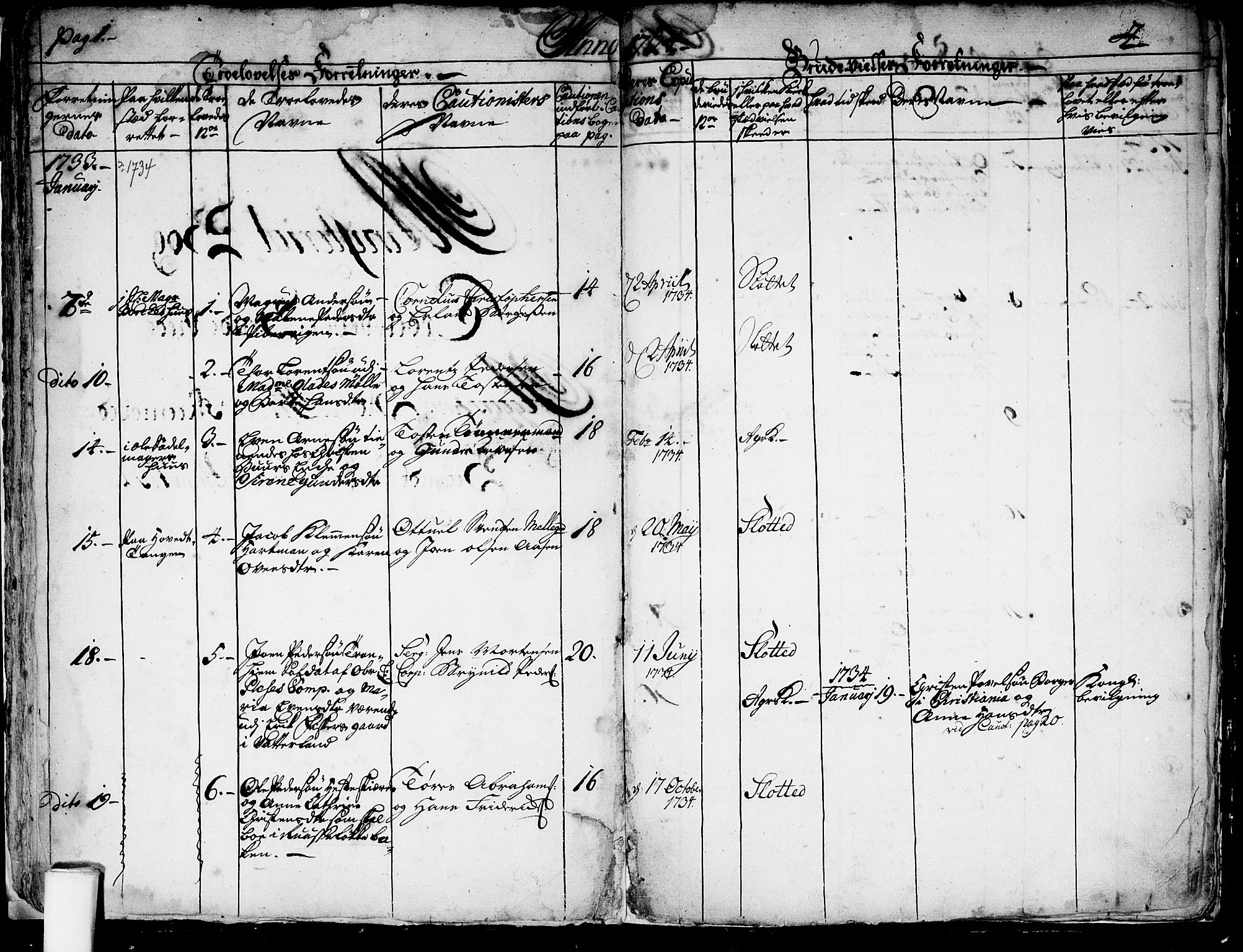 Aker prestekontor kirkebøker, AV/SAO-A-10861/F/L0004: Parish register (official) no. 4, 1732-1734, p. 1-2