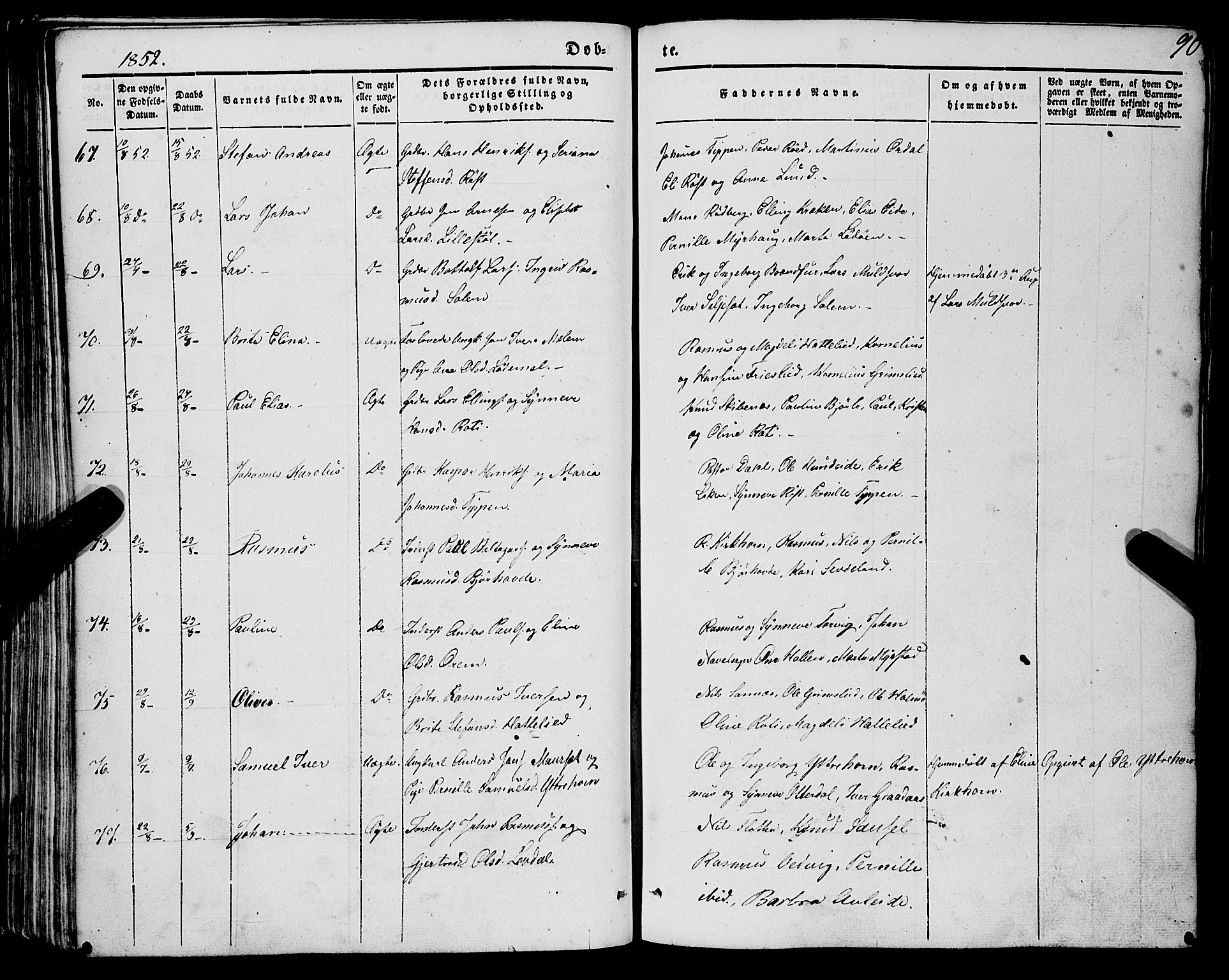 Eid sokneprestembete, AV/SAB-A-82301/H/Haa/Haaa/L0007: Parish register (official) no. A 7, 1844-1858, p. 90