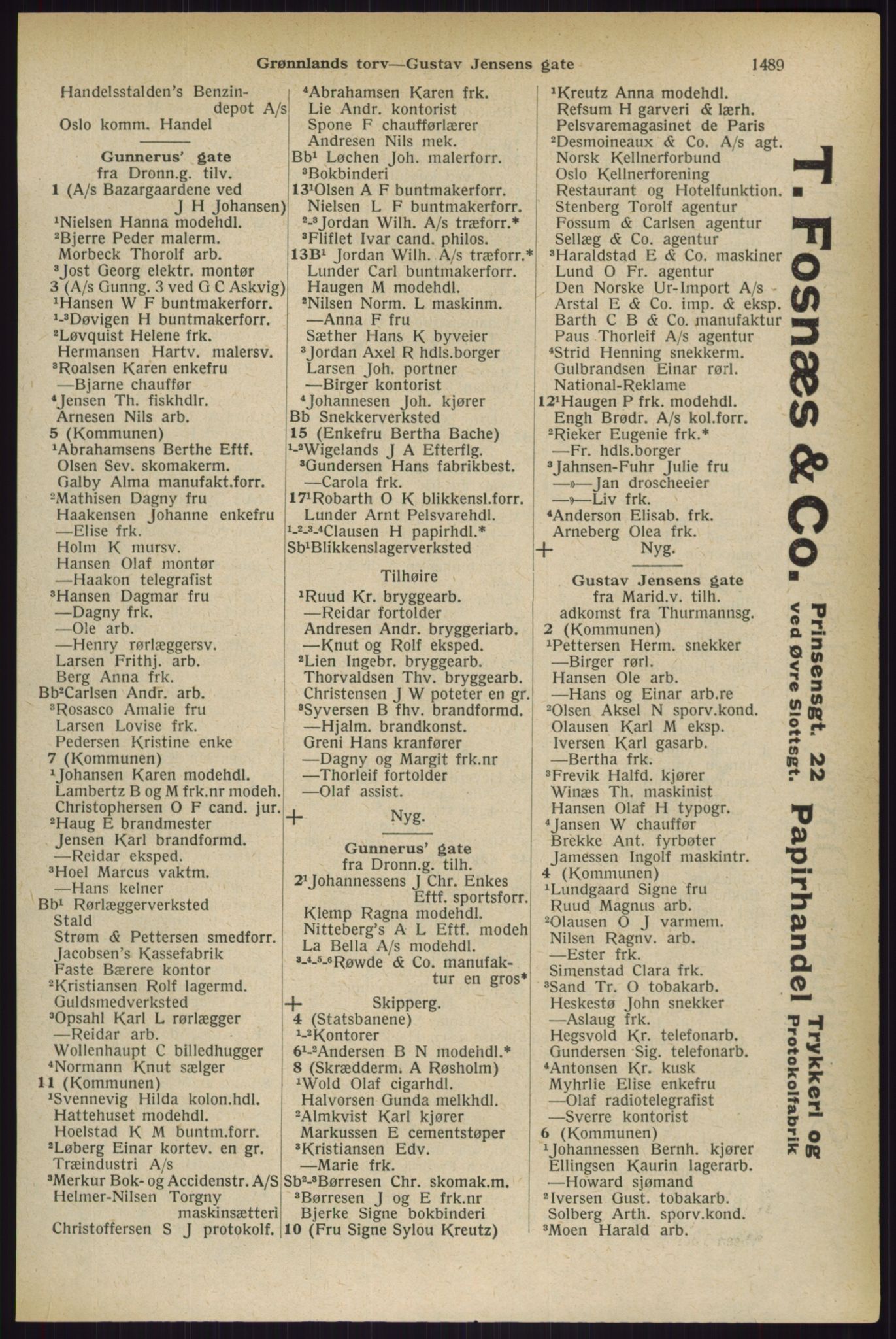 Kristiania/Oslo adressebok, PUBL/-, 1927, p. 1489