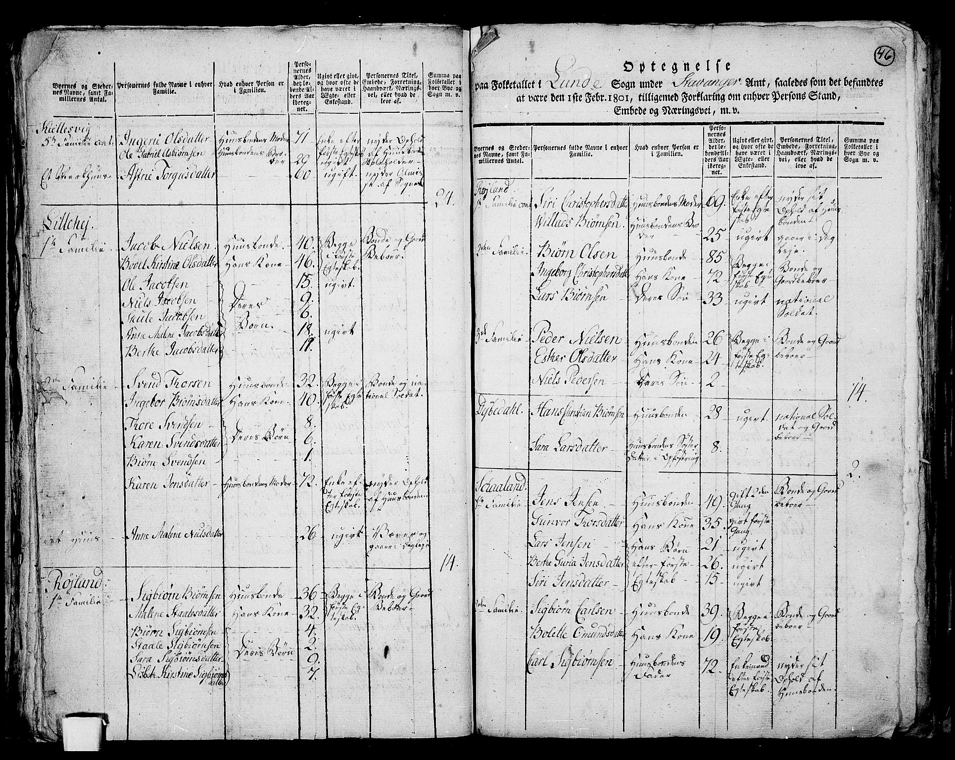 RA, 1801 census for 1112P Lund, 1801, p. 45b-46a