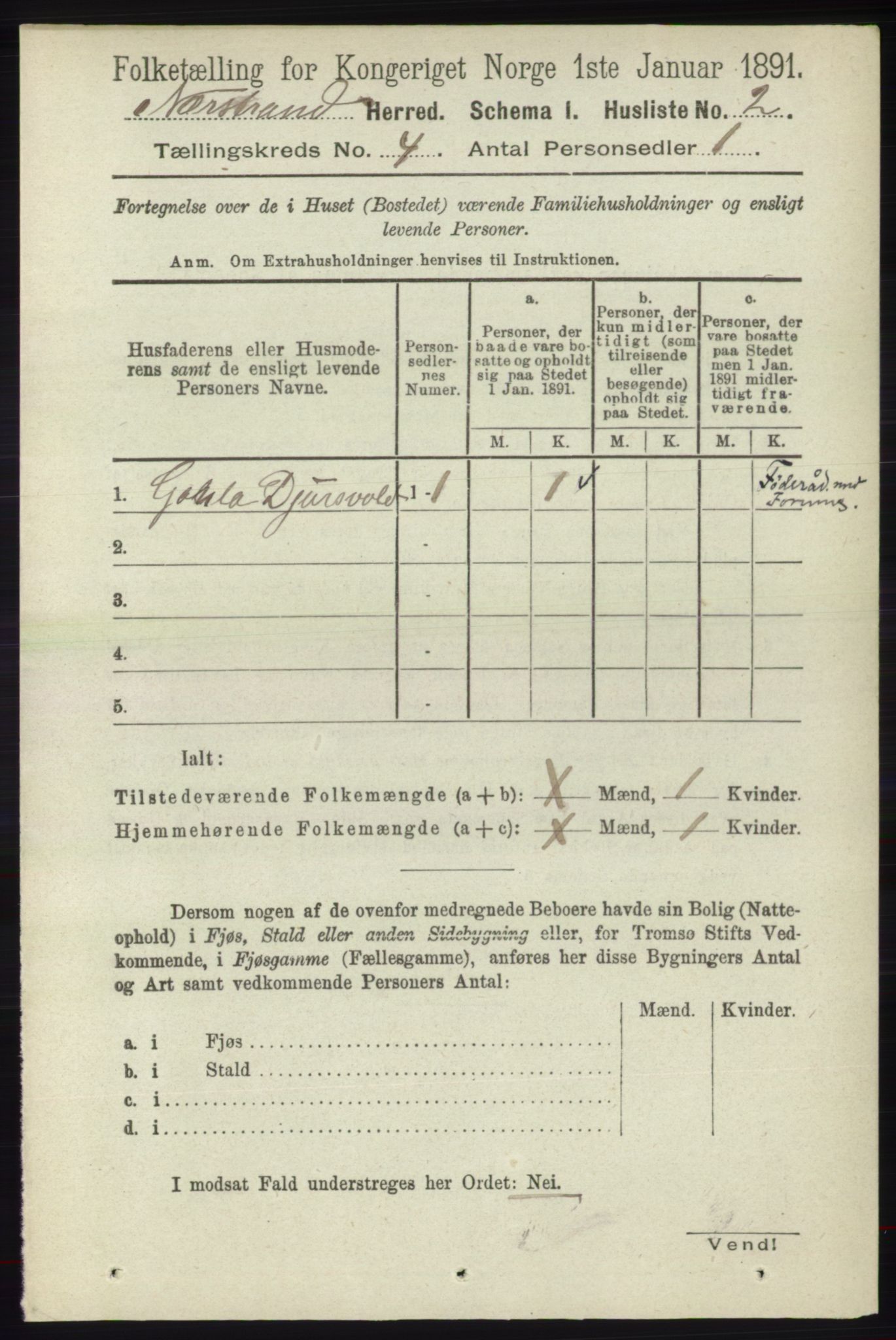 RA, 1891 census for 1139 Nedstrand, 1891, p. 623
