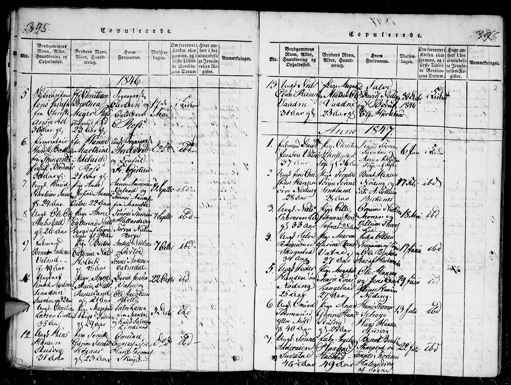 Holum sokneprestkontor, SAK/1111-0022/F/Fa/Faa/L0004: Parish register (official) no. A 4, 1820-1849, p. 395-396