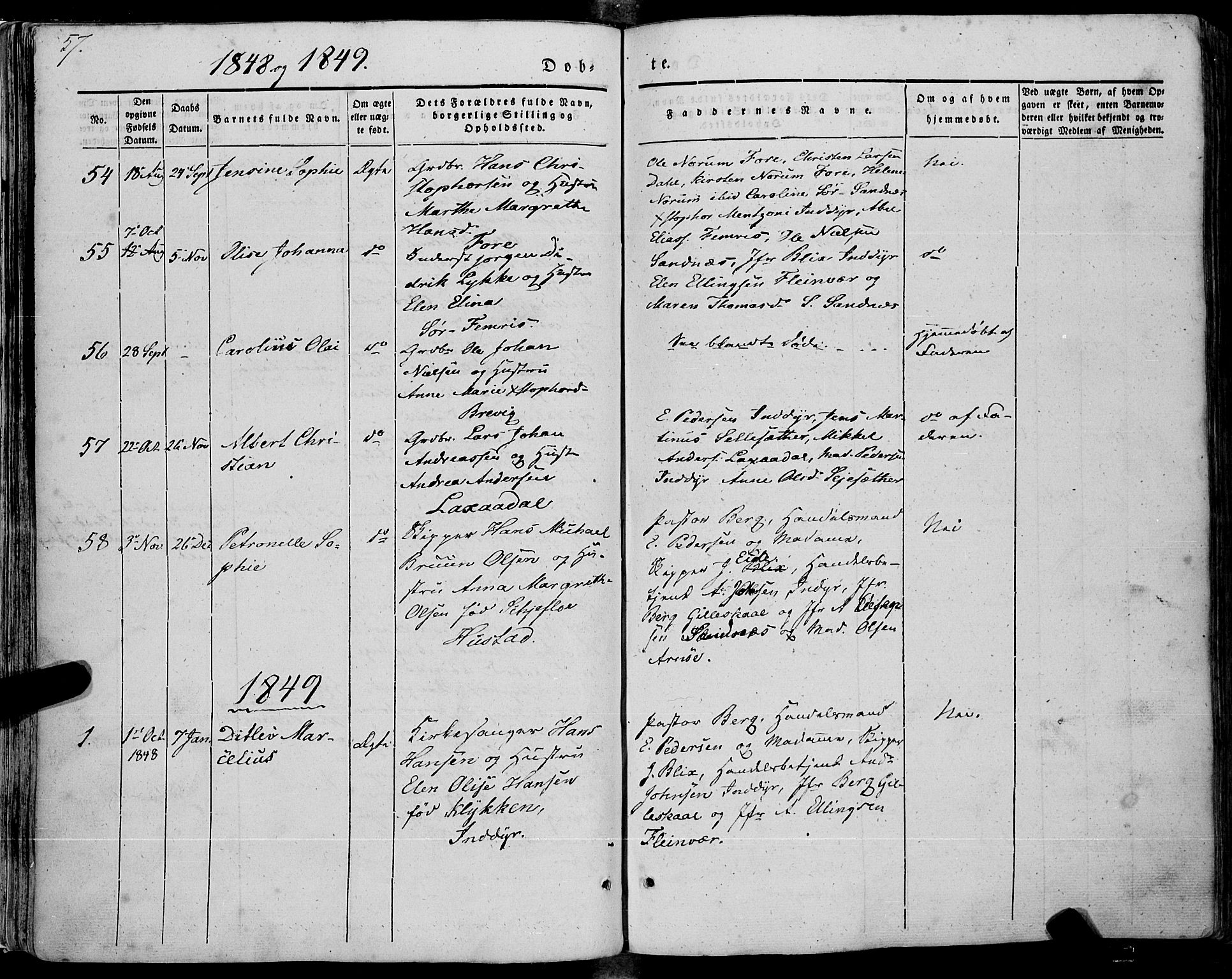 Ministerialprotokoller, klokkerbøker og fødselsregistre - Nordland, SAT/A-1459/805/L0097: Parish register (official) no. 805A04, 1837-1861, p. 57