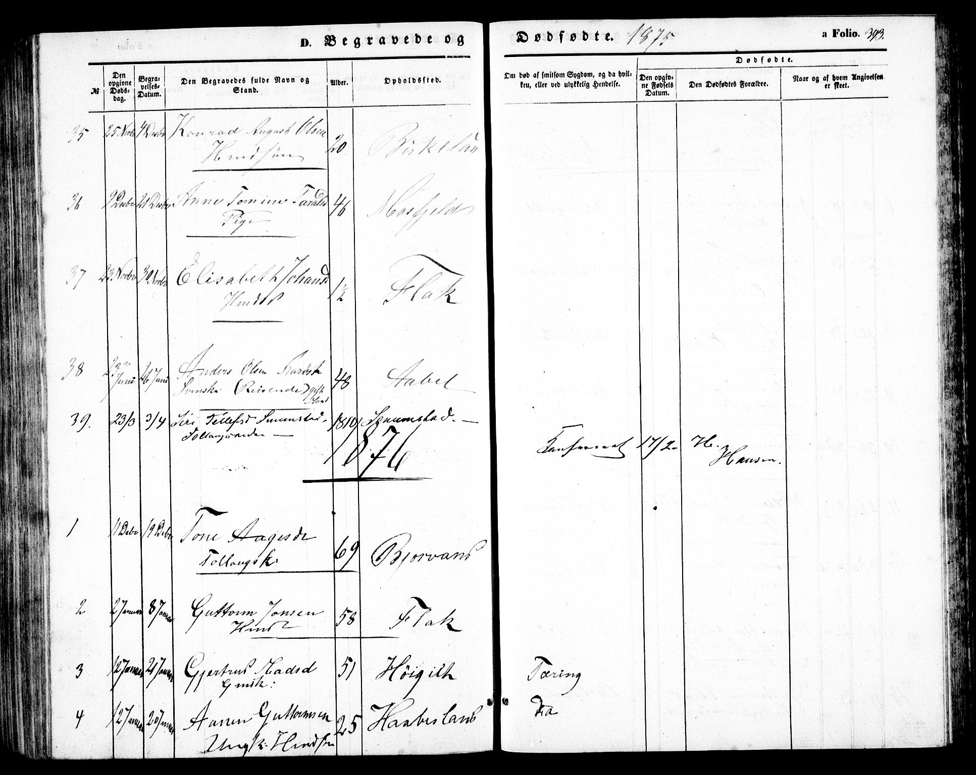 Birkenes sokneprestkontor, AV/SAK-1111-0004/F/Fb/L0002: Parish register (copy) no. B 2, 1849-1876, p. 393