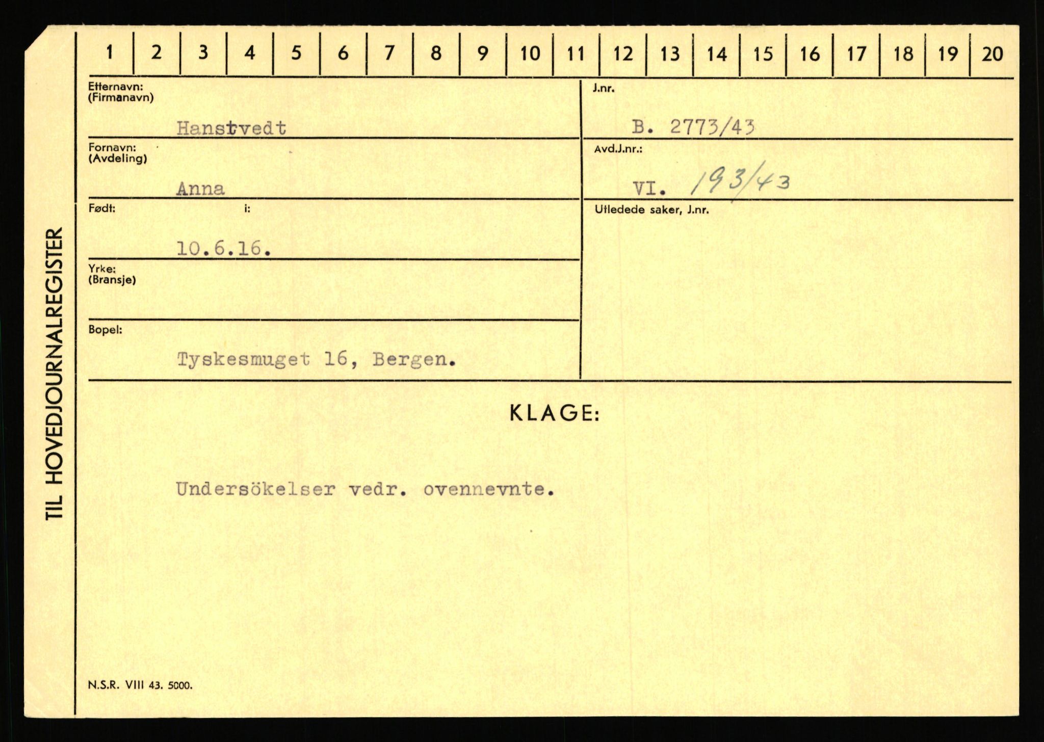 Statspolitiet - Hovedkontoret / Osloavdelingen, AV/RA-S-1329/C/Ca/L0006: Hanche - Hokstvedt, 1943-1945, p. 1776