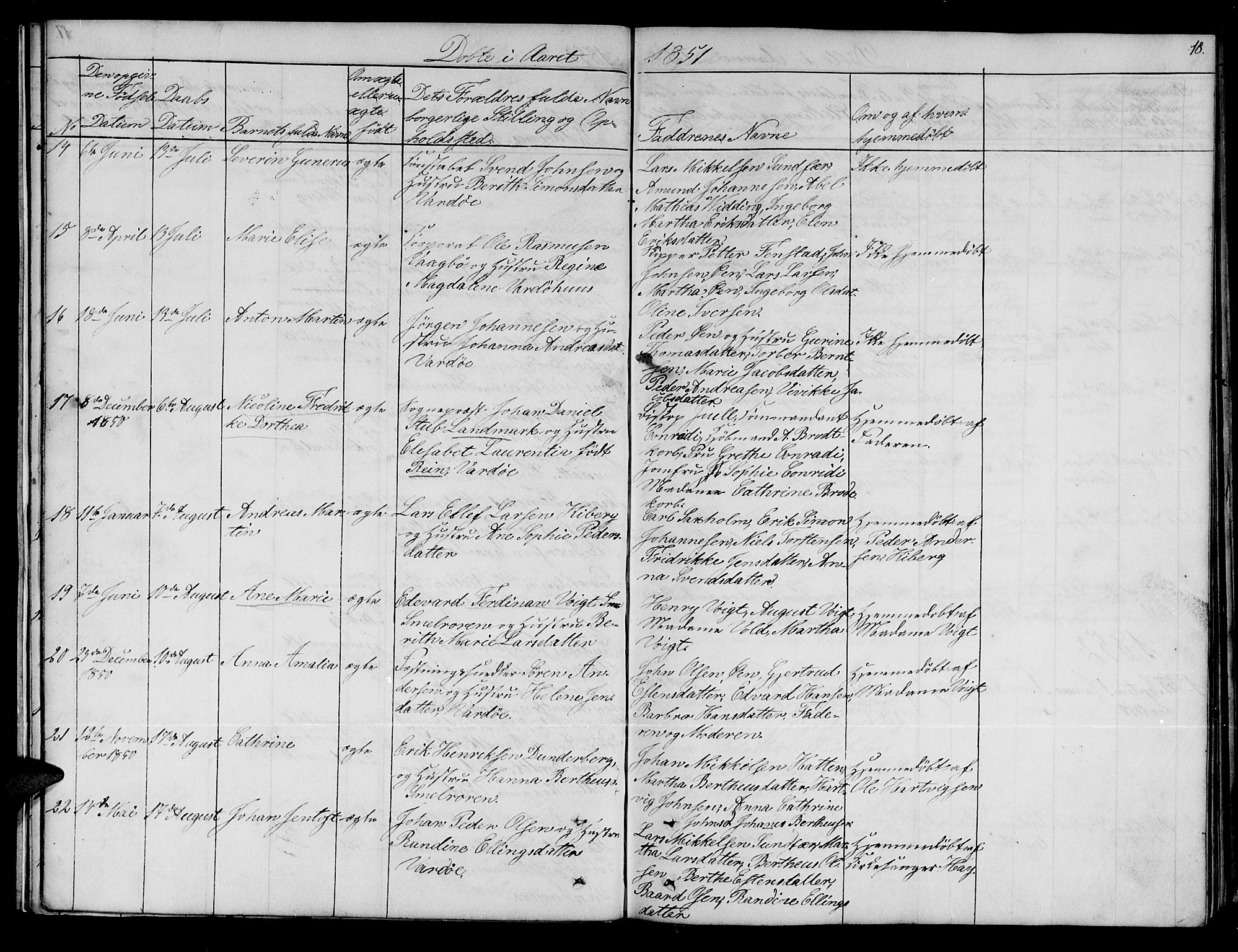 Vardø sokneprestkontor, AV/SATØ-S-1332/H/Hb/L0001klokker: Parish register (copy) no. 1, 1844-1861, p. 18