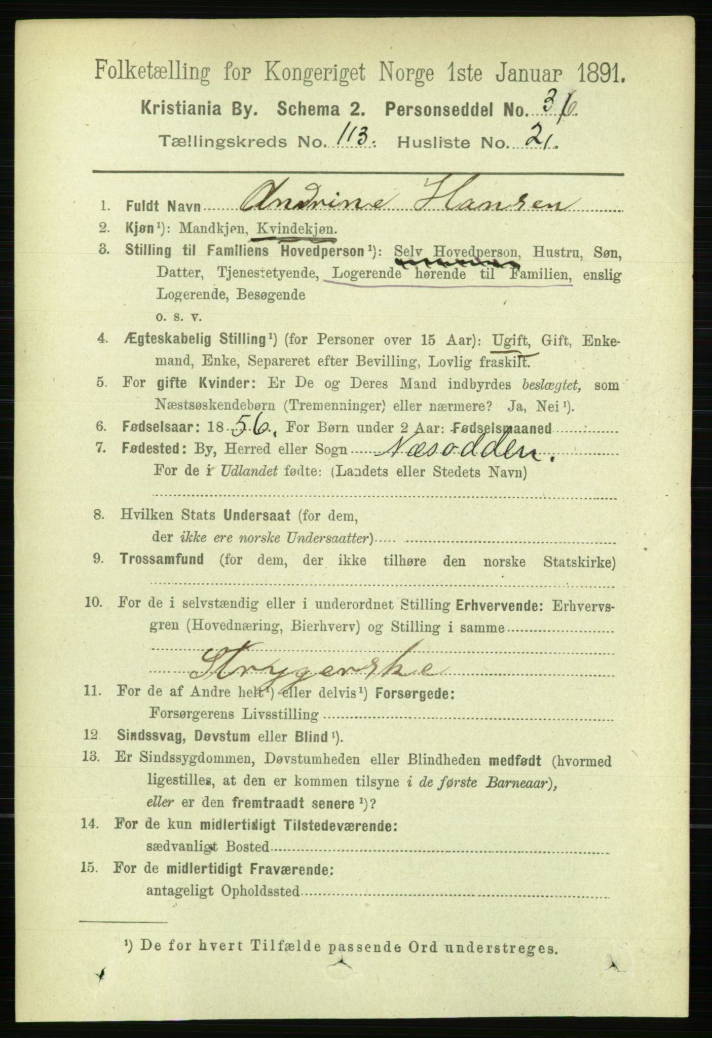 RA, 1891 census for 0301 Kristiania, 1891, p. 60675