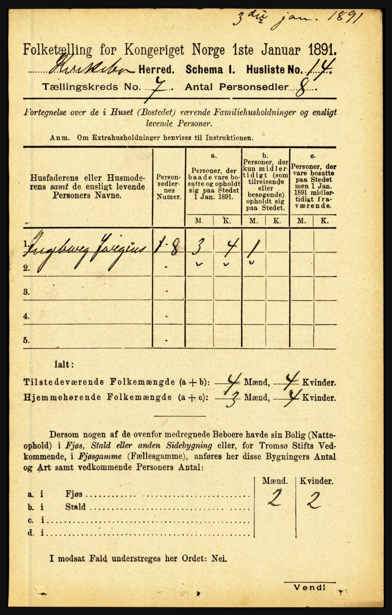 RA, 1891 census for 1416 Kyrkjebø, 1891, p. 1819