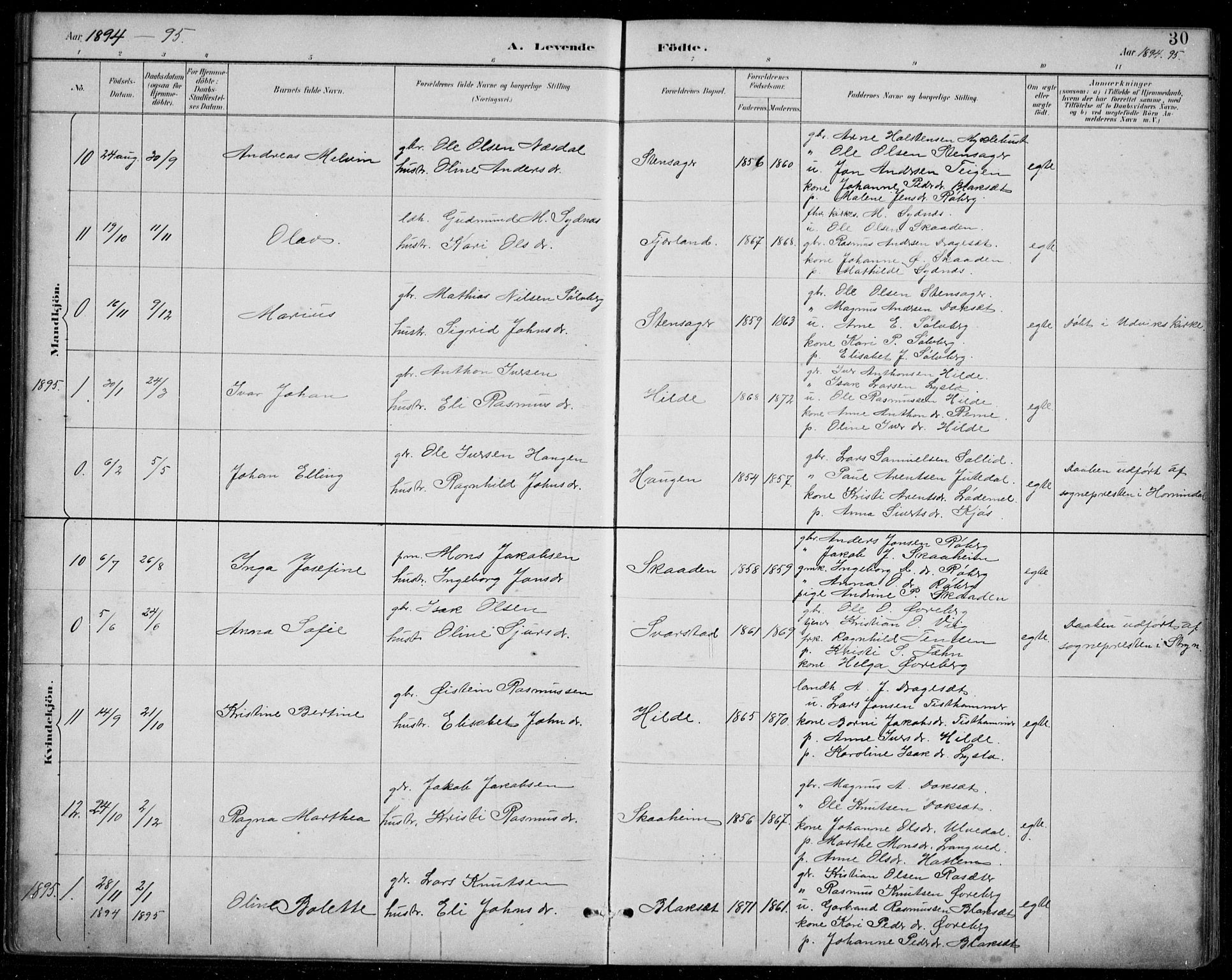Innvik sokneprestembete, SAB/A-80501: Parish register (copy) no. A 3, 1886-1912, p. 30