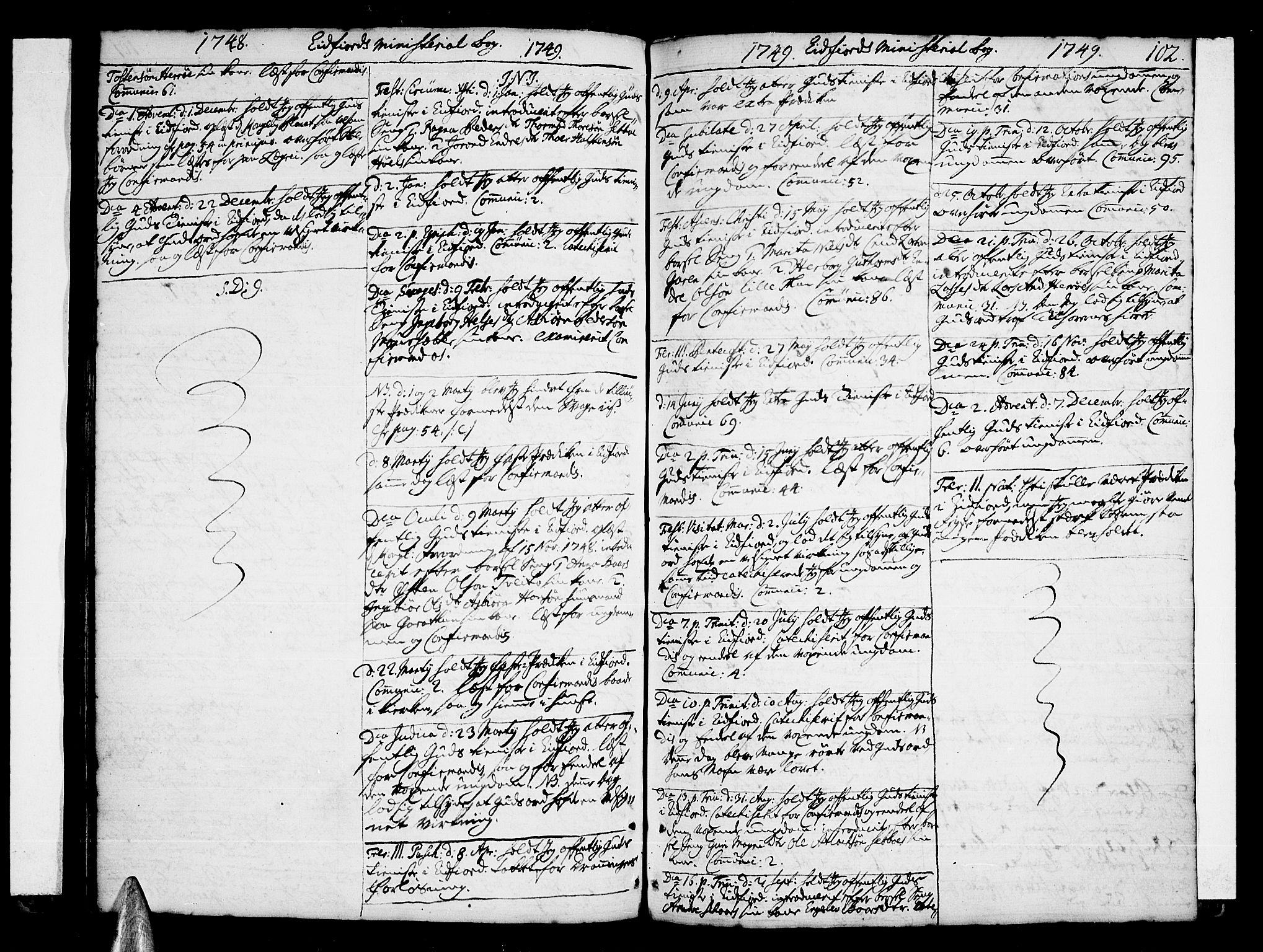 Ulvik sokneprestembete, SAB/A-78801/H/Haa: Parish register (official) no. A 10, 1745-1792, p. 102
