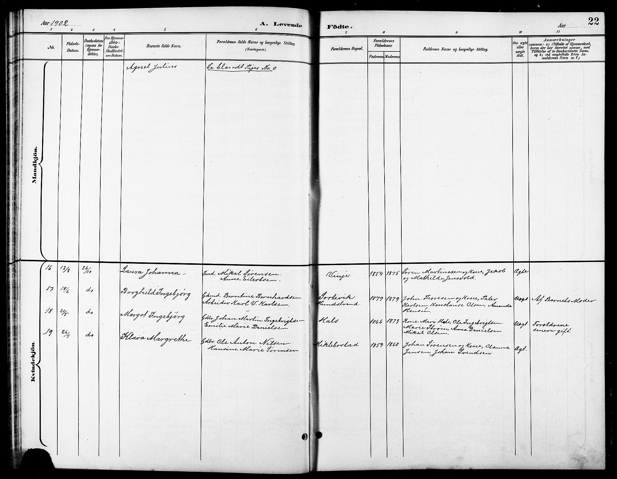 Tranøy sokneprestkontor, AV/SATØ-S-1313/I/Ia/Iab/L0014klokker: Parish register (copy) no. 14, 1896-1918, p. 22