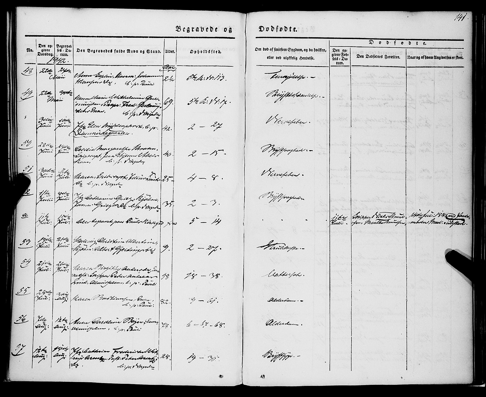 Nykirken Sokneprestembete, AV/SAB-A-77101/H/Haa/L0041: Parish register (official) no. E 1, 1833-1850, p. 141