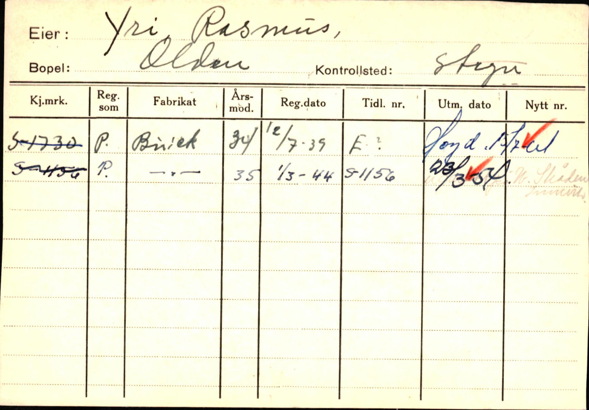 Statens vegvesen, Sogn og Fjordane vegkontor, AV/SAB-A-5301/4/F/L0131: Eigarregister Høyanger P-Å. Stryn S-Å, 1945-1975, p. 2427