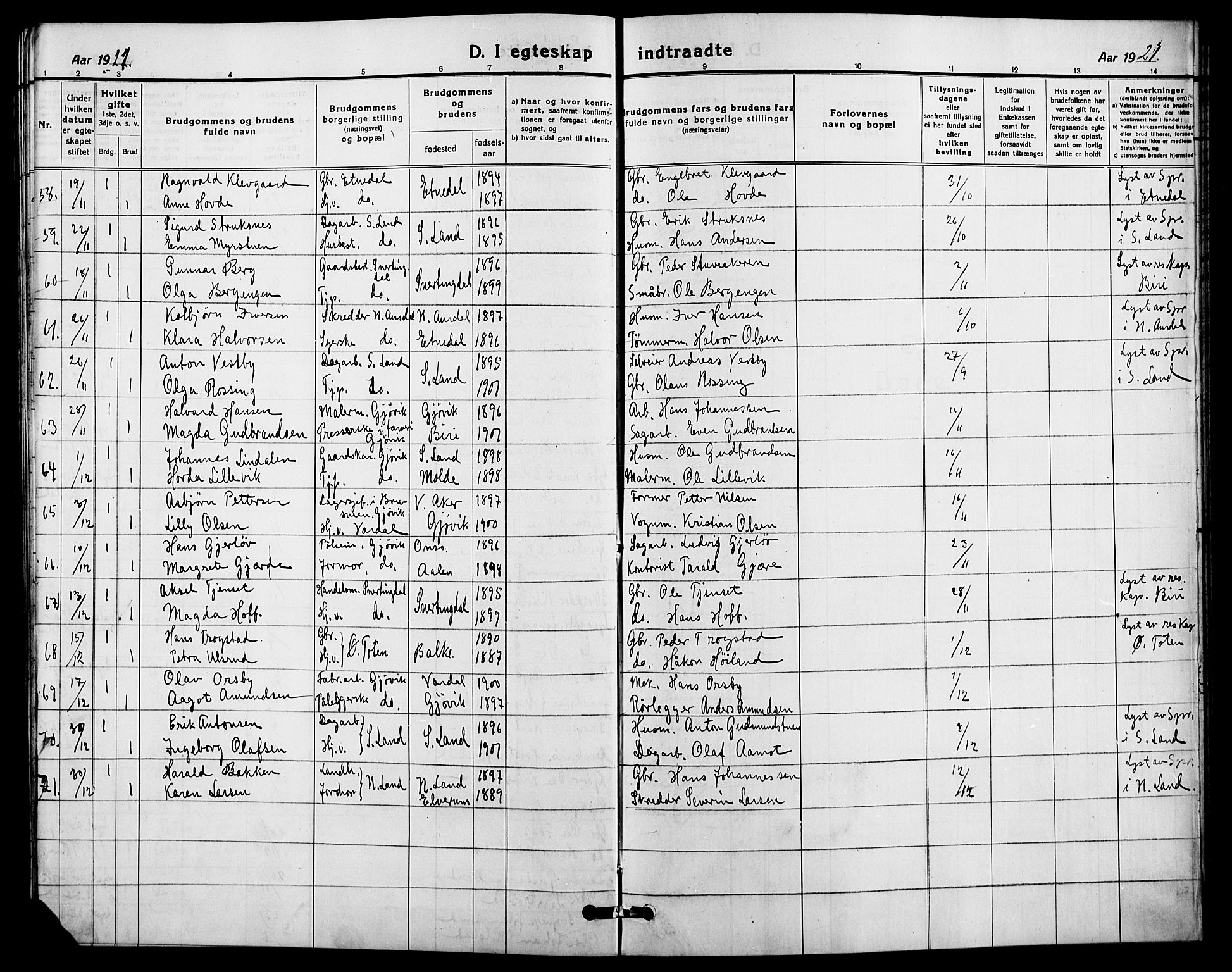 Vardal prestekontor, AV/SAH-PREST-100/H/Ha/Hab/L0014: Parish register (copy) no. 14, 1911-1922, p. 238q