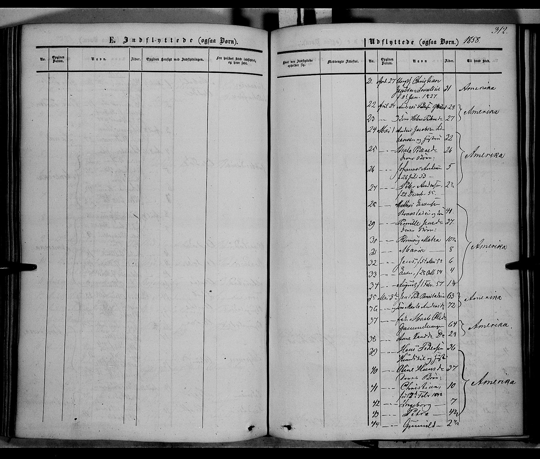 Vardal prestekontor, SAH/PREST-100/H/Ha/Haa/L0006: Parish register (official) no. 6, 1854-1866, p. 312