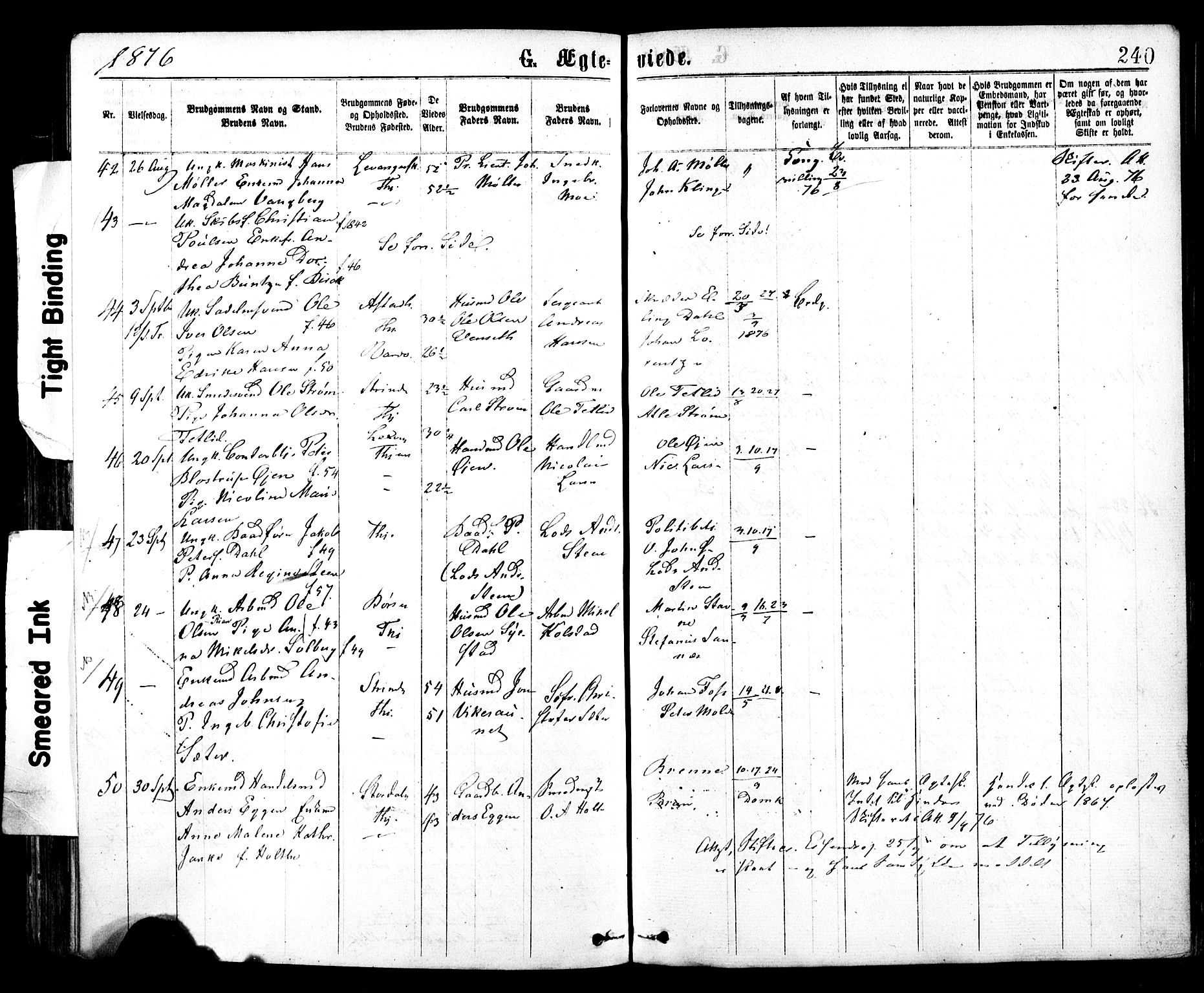 Ministerialprotokoller, klokkerbøker og fødselsregistre - Sør-Trøndelag, AV/SAT-A-1456/602/L0118: Parish register (official) no. 602A16, 1873-1879, p. 240