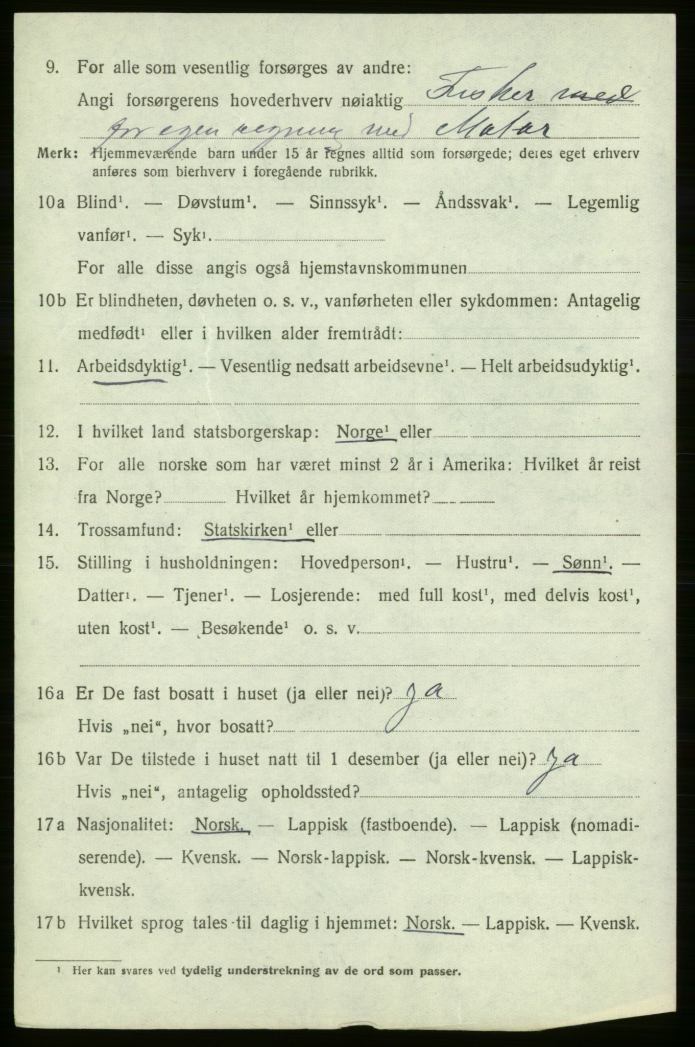 SATØ, 1920 census for , 1920, p. 627