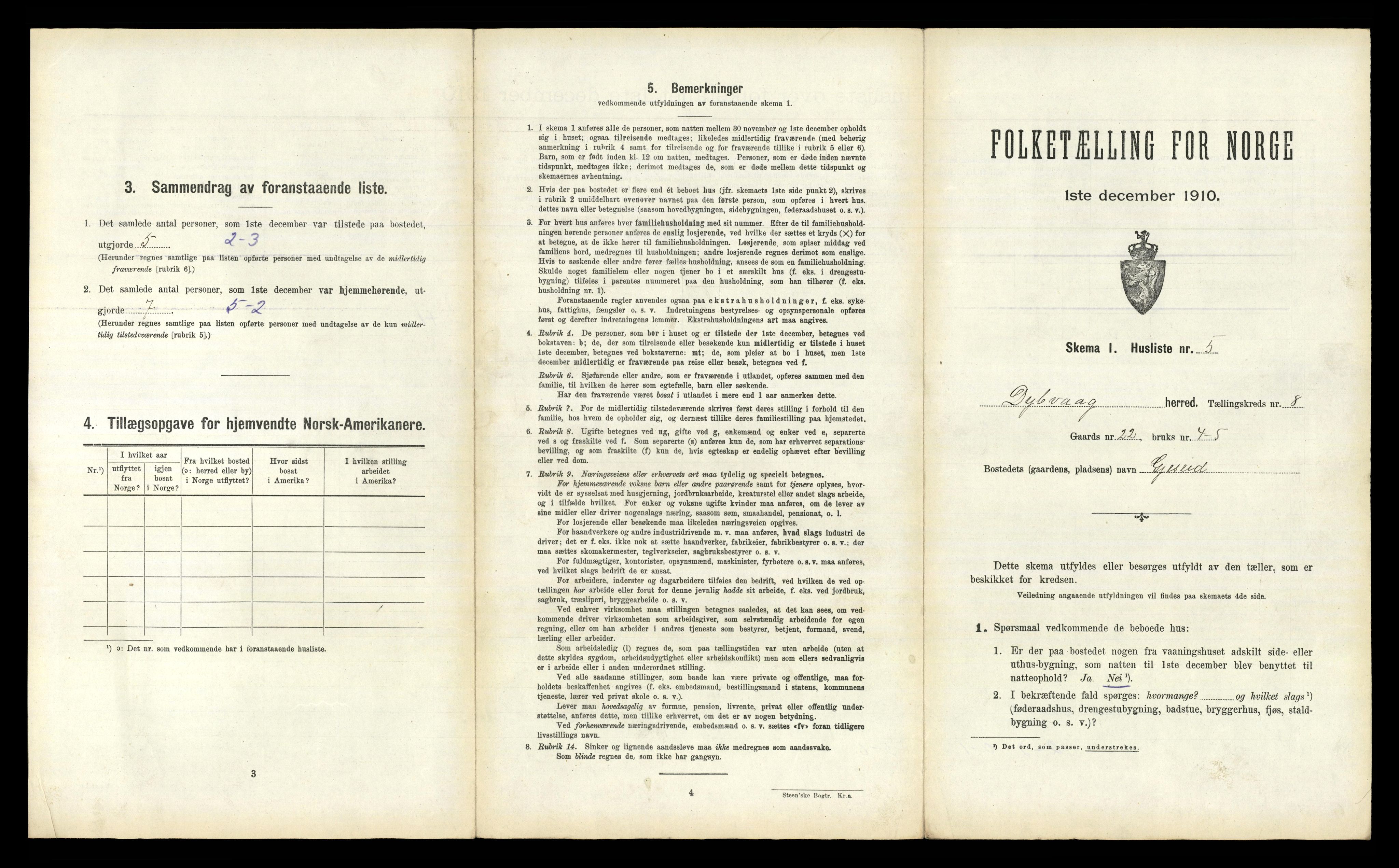 RA, 1910 census for Dypvåg, 1910, p. 1160