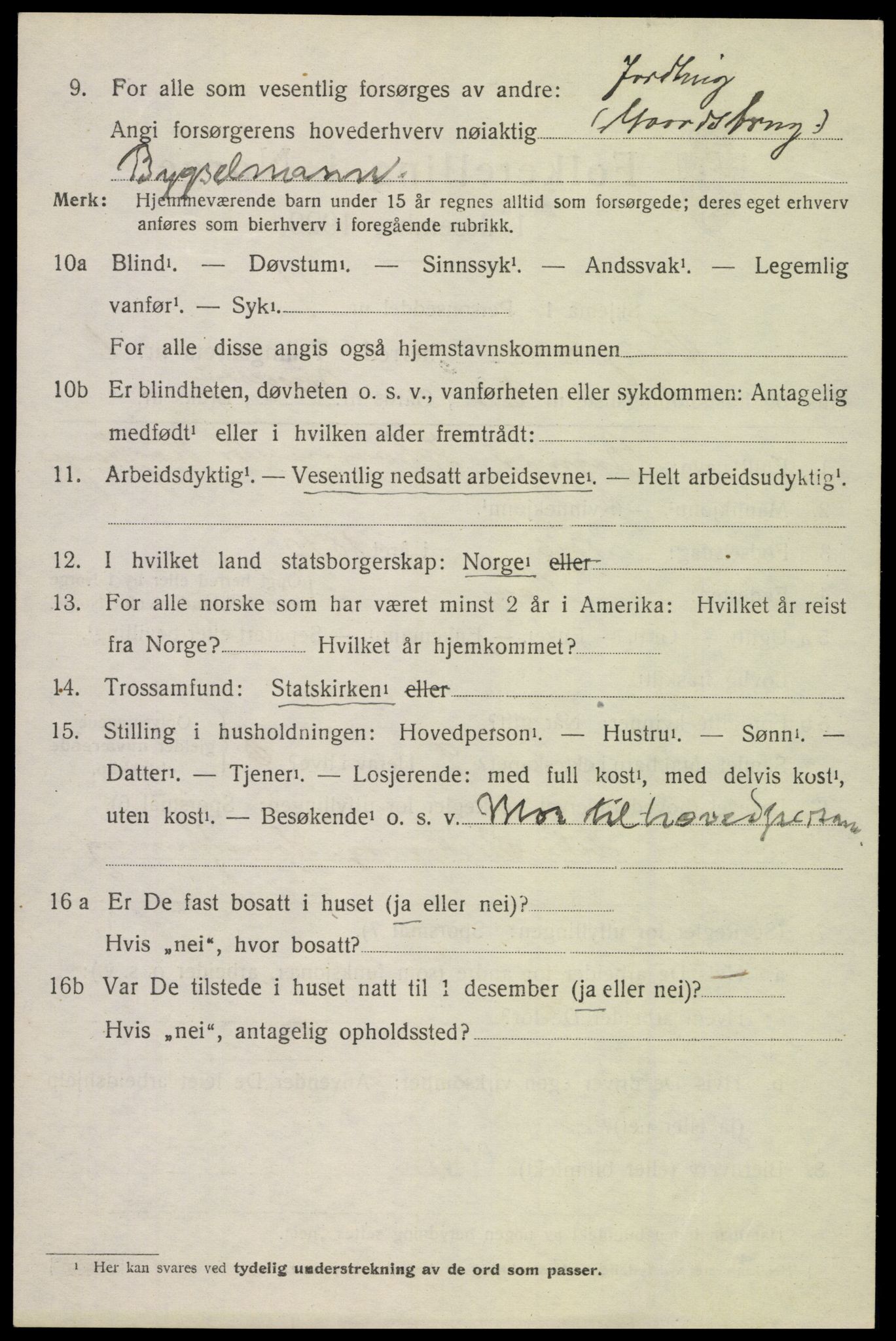 SAH, 1920 census for Vågå, 1920, p. 2019