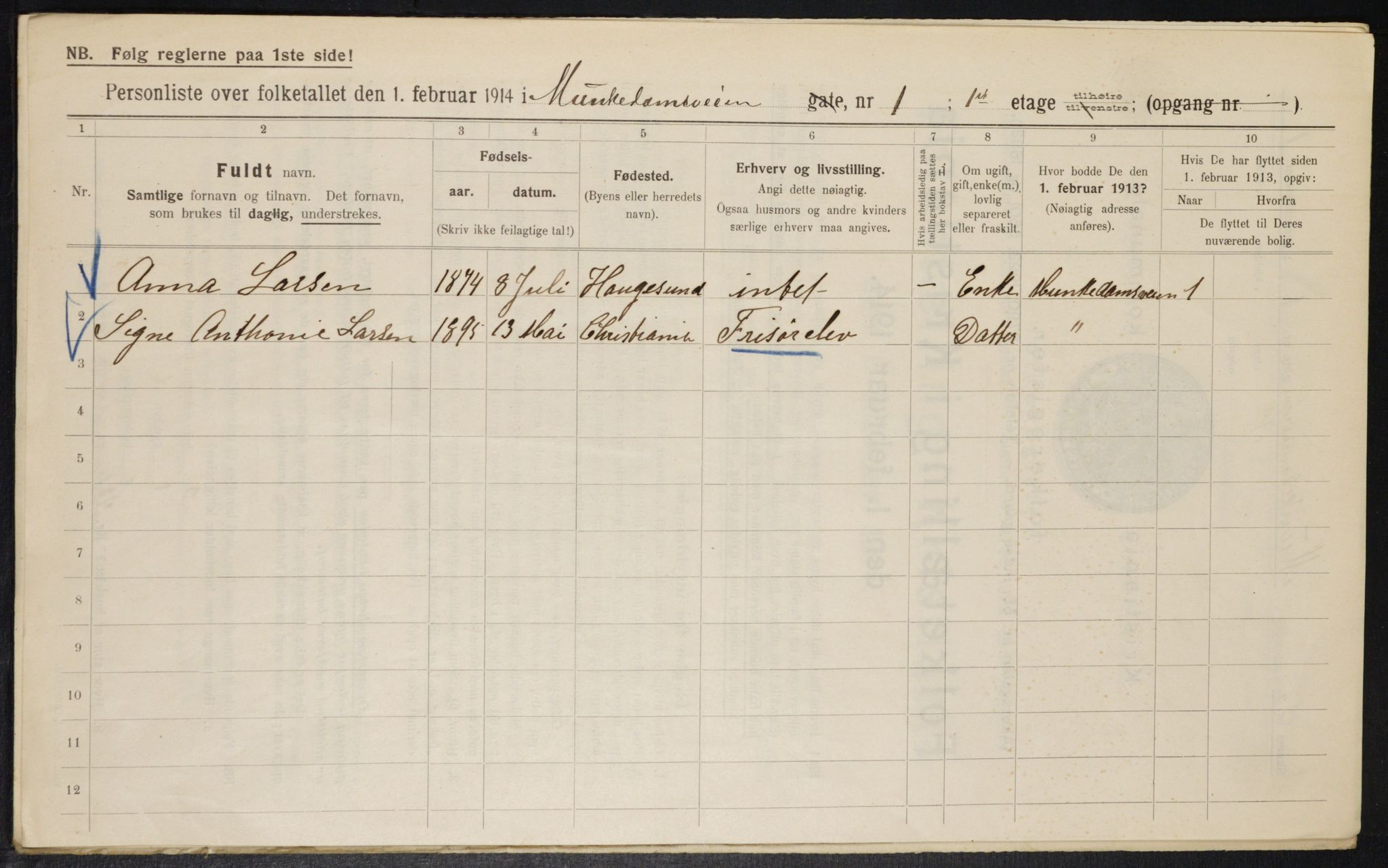 OBA, Municipal Census 1914 for Kristiania, 1914, p. 66689