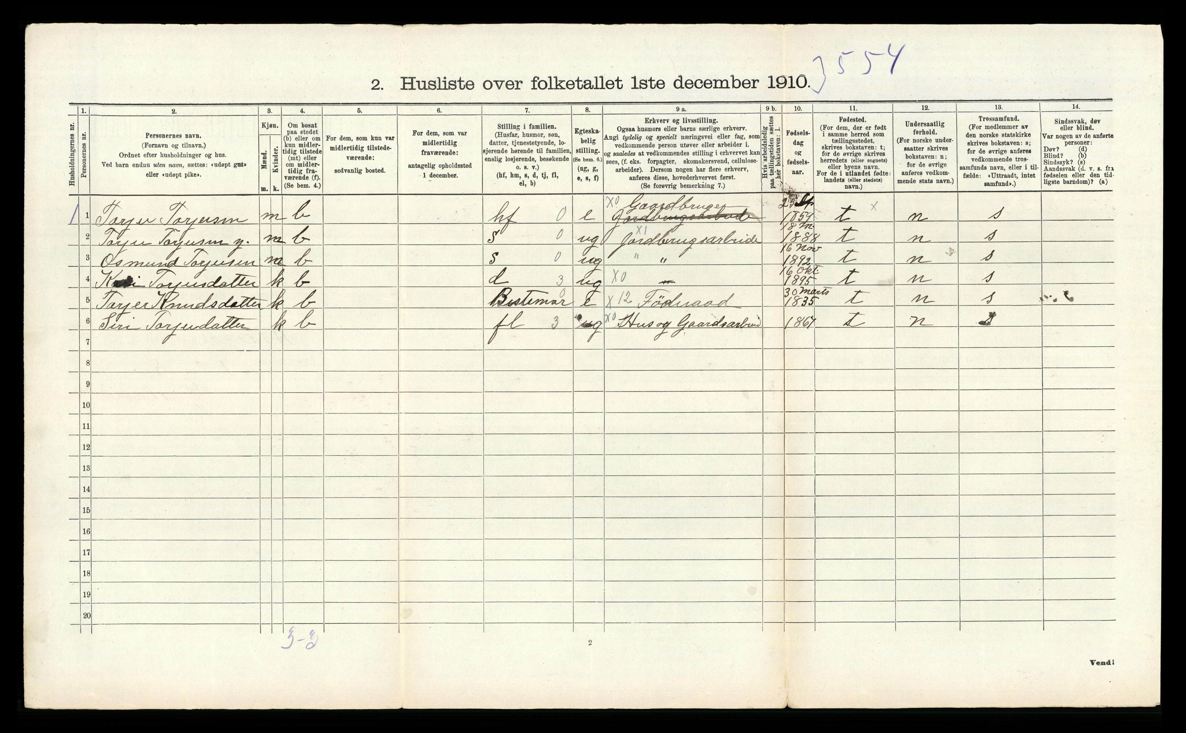 RA, 1910 census for Åseral, 1910, p. 136