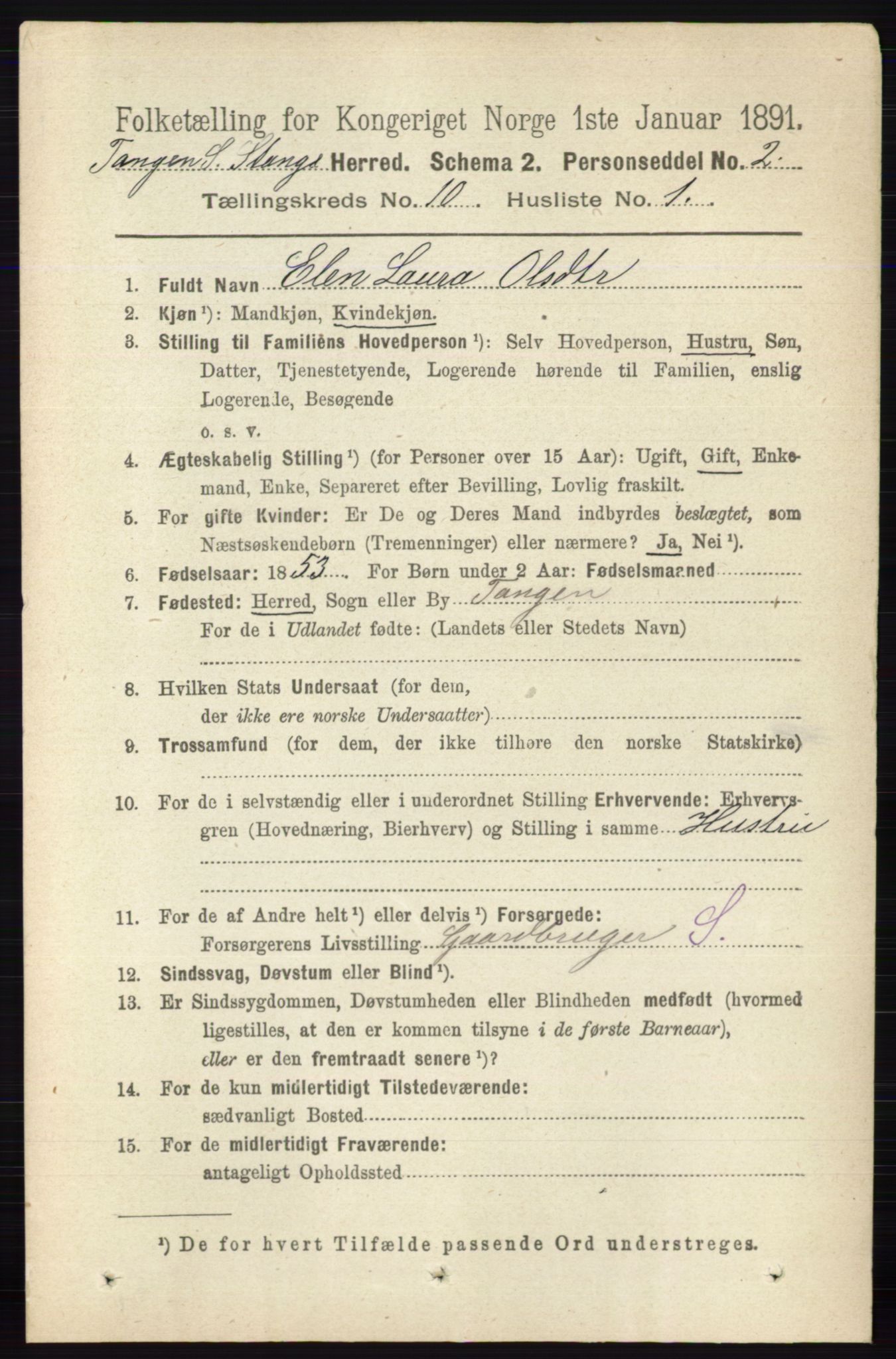 RA, 1891 census for 0417 Stange, 1891, p. 6801