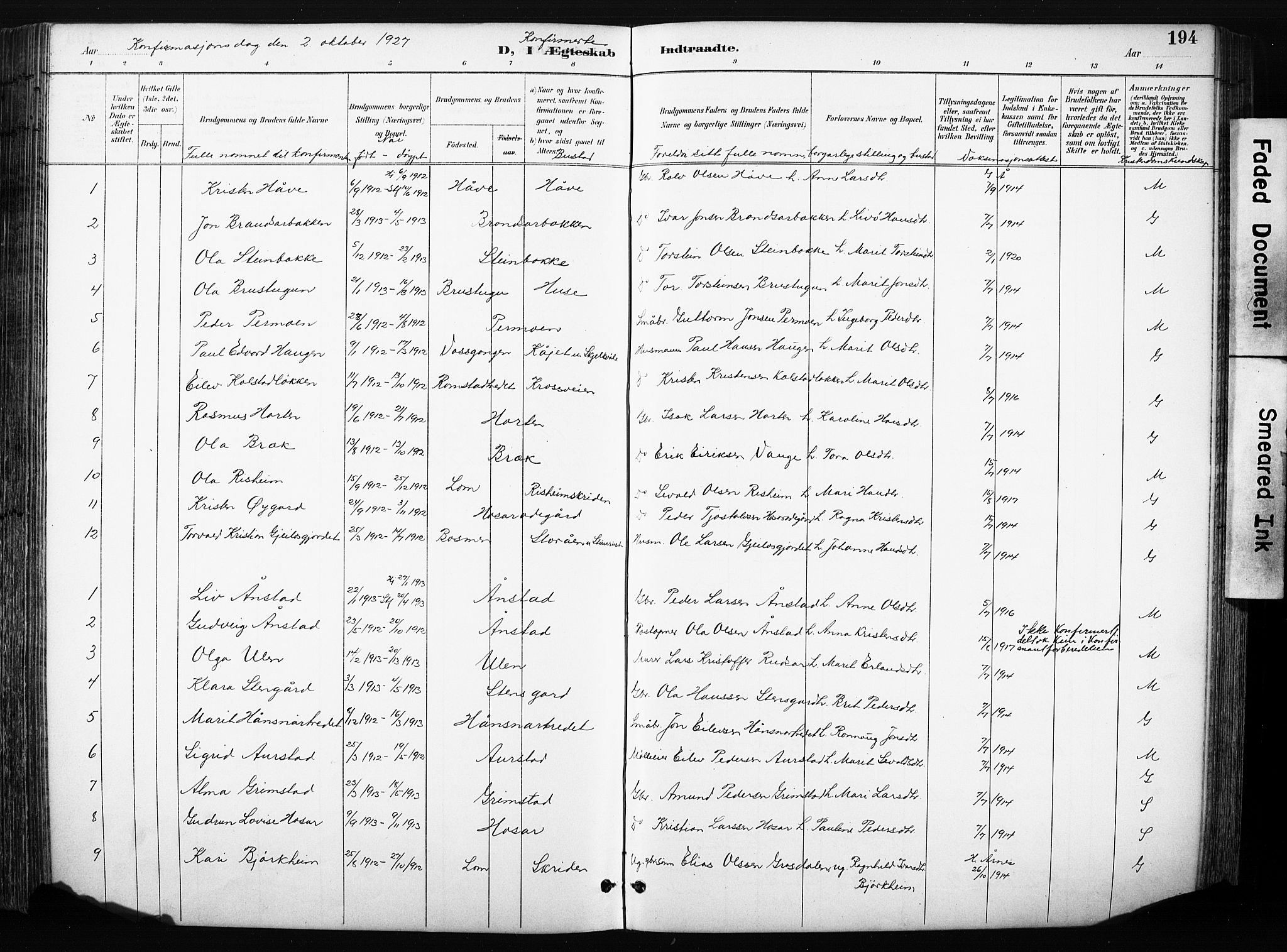 Skjåk prestekontor, SAH/PREST-072/H/Ha/Hab/L0003: Parish register (copy) no. 3, 1893-1932, p. 194