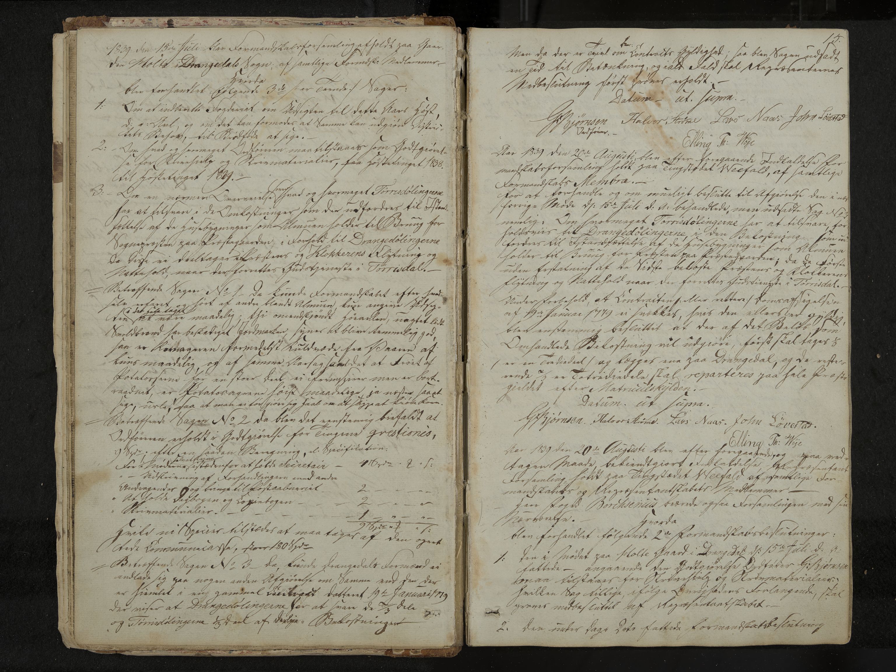 Drangedal formannskap og sentraladministrasjon, IKAK/0817021/A/L0001: Møtebok, 1837-1870, p. 15