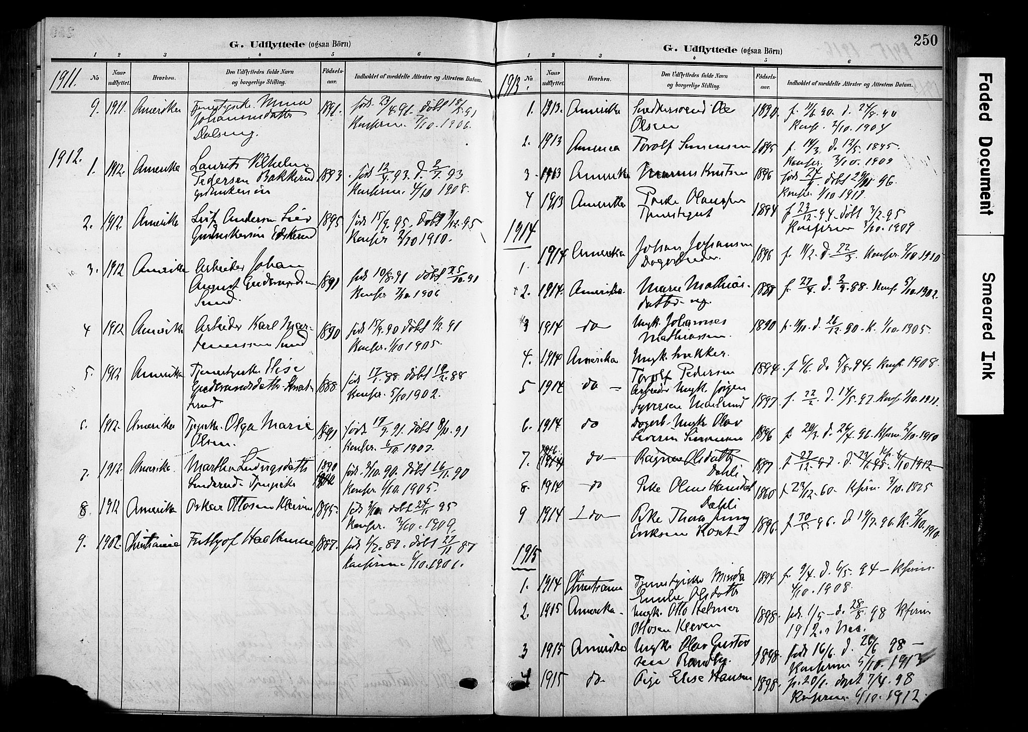 Nes prestekontor, Hedmark, AV/SAH-PREST-020/K/Ka/L0014: Parish register (official) no. 14, 1906-1929, p. 250