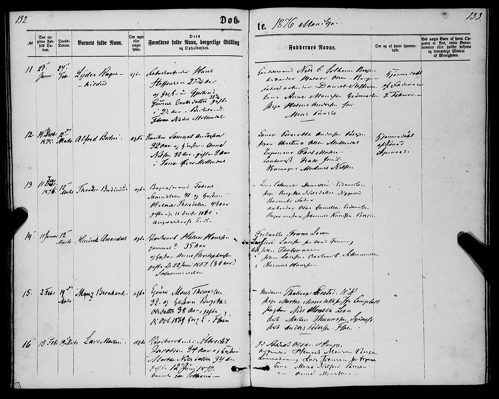 St. Jørgens hospital og Årstad sokneprestembete, AV/SAB-A-99934: Parish register (official) no. A 6, 1870-1878, p. 132-133