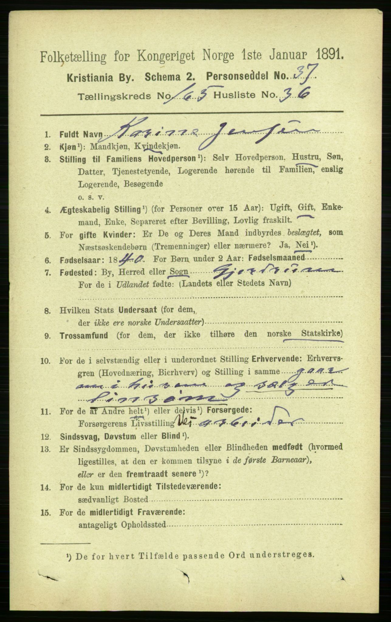 RA, 1891 census for 0301 Kristiania, 1891, p. 96012