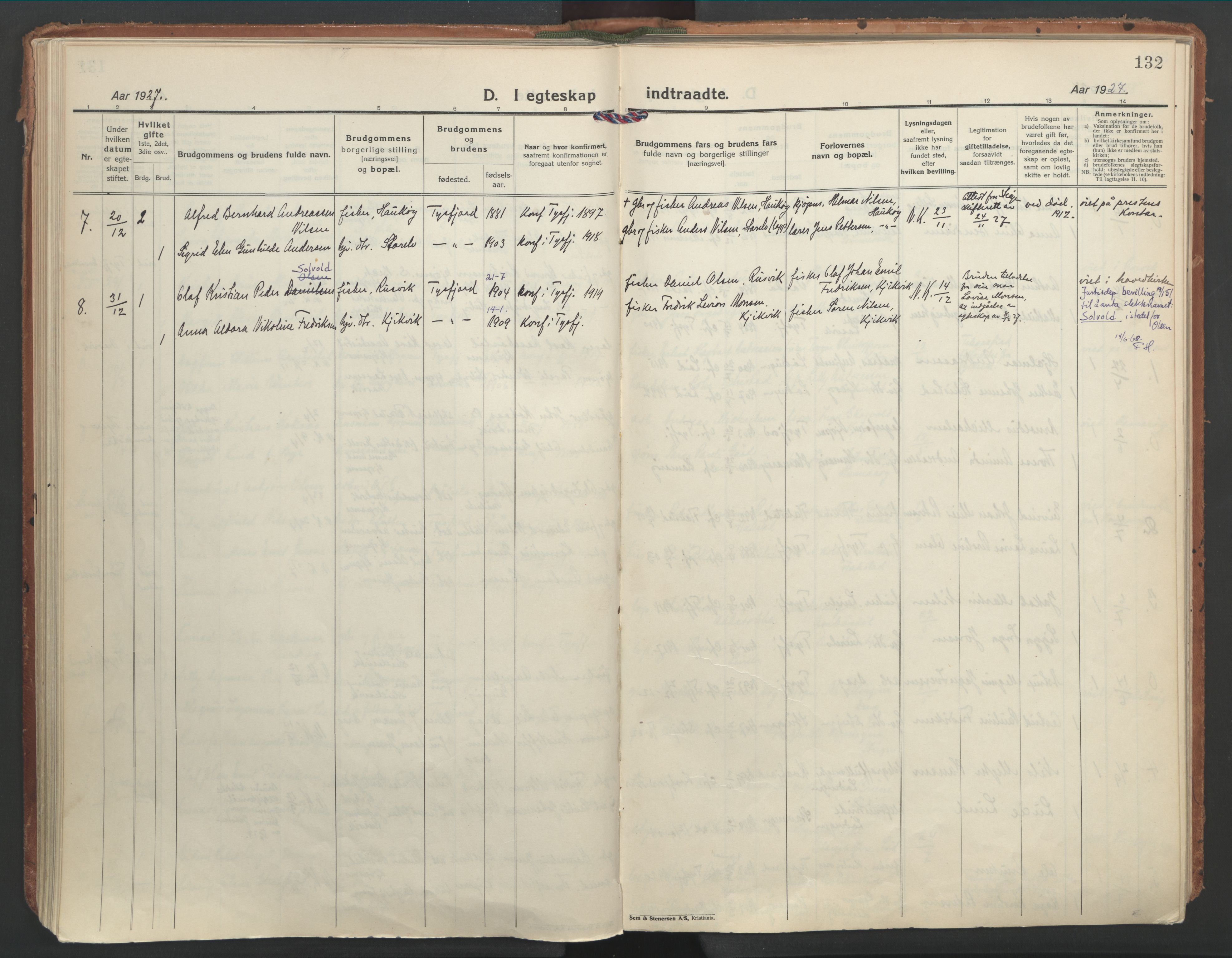 Ministerialprotokoller, klokkerbøker og fødselsregistre - Nordland, AV/SAT-A-1459/861/L0873: Parish register (official) no. 861A08, 1923-1932, p. 132