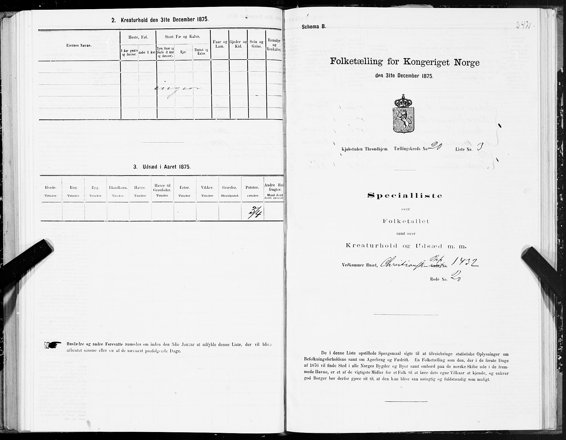 SAT, 1875 census for 1601 Trondheim, 1875, p. 10242