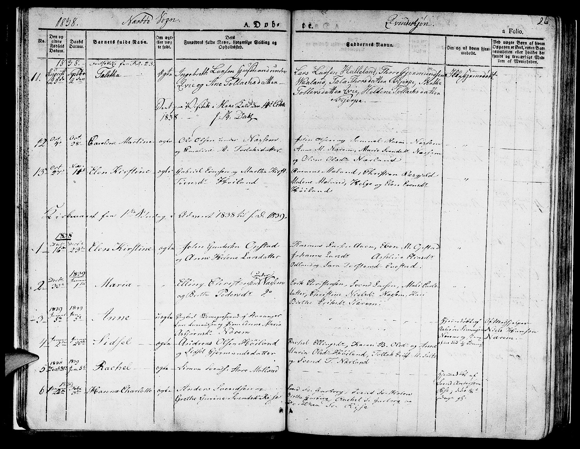 Hå sokneprestkontor, SAST/A-101801/001/30BA/L0004: Parish register (official) no. A 4.1 /1, 1826-1841, p. 26
